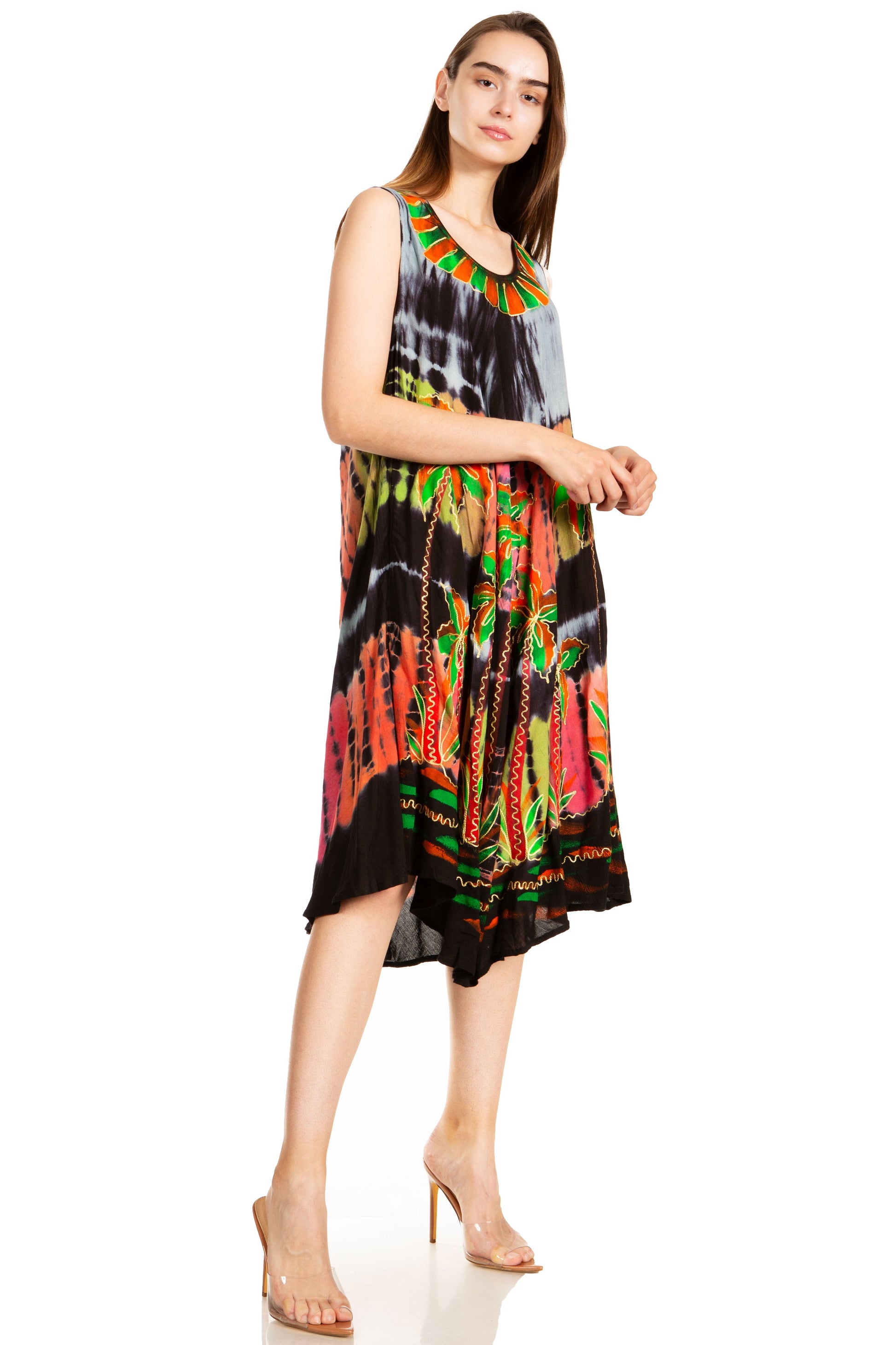 Sakkas Palm Tree Tie Dye Caftan Dress / Cover Up - Concordia Style Boutique