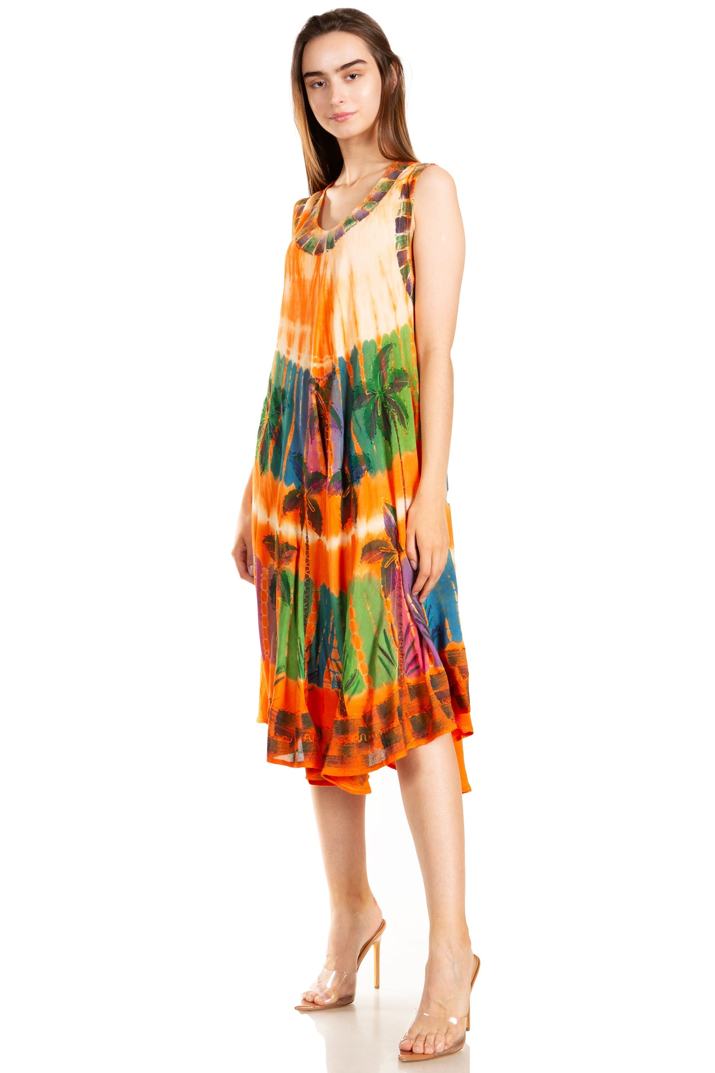 Sakkas Palm Tree Tie Dye Caftan Dress / Cover Up - Concordia Style Boutique