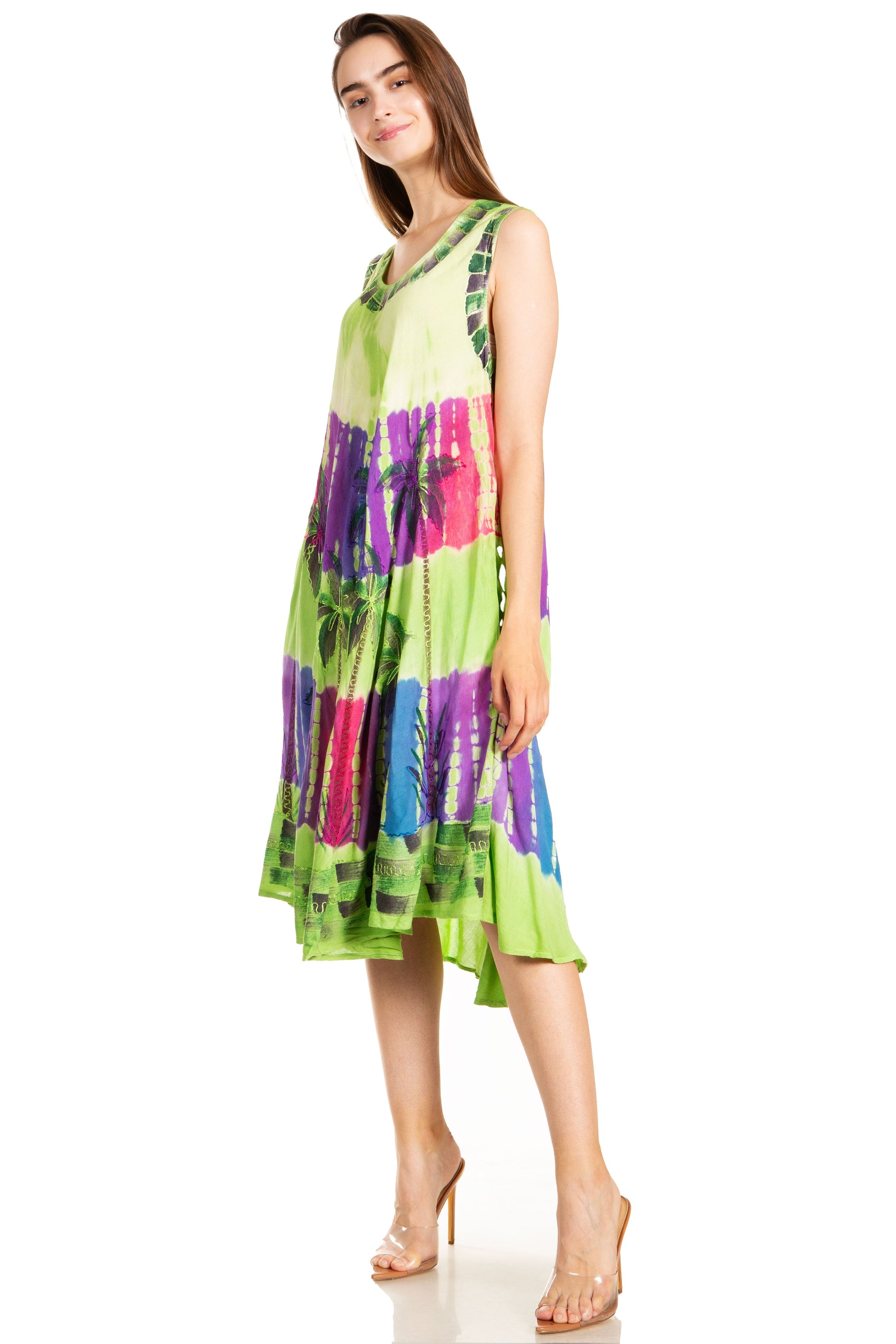 Sakkas Palm Tree Tie Dye Caftan Dress / Cover Up - Concordia Style Boutique