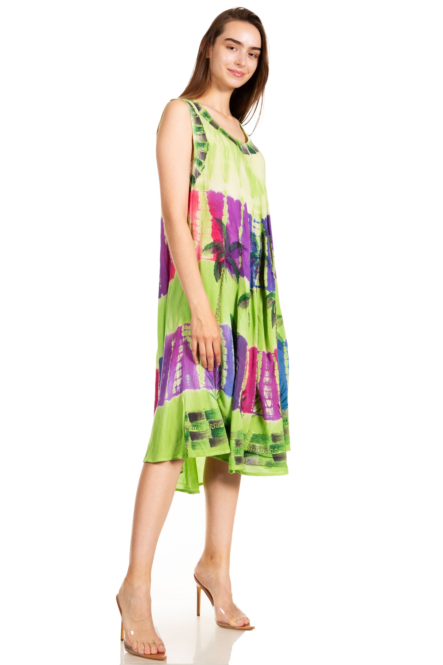 Sakkas Palm Tree Tie Dye Caftan Dress / Cover Up - Concordia Style Boutique