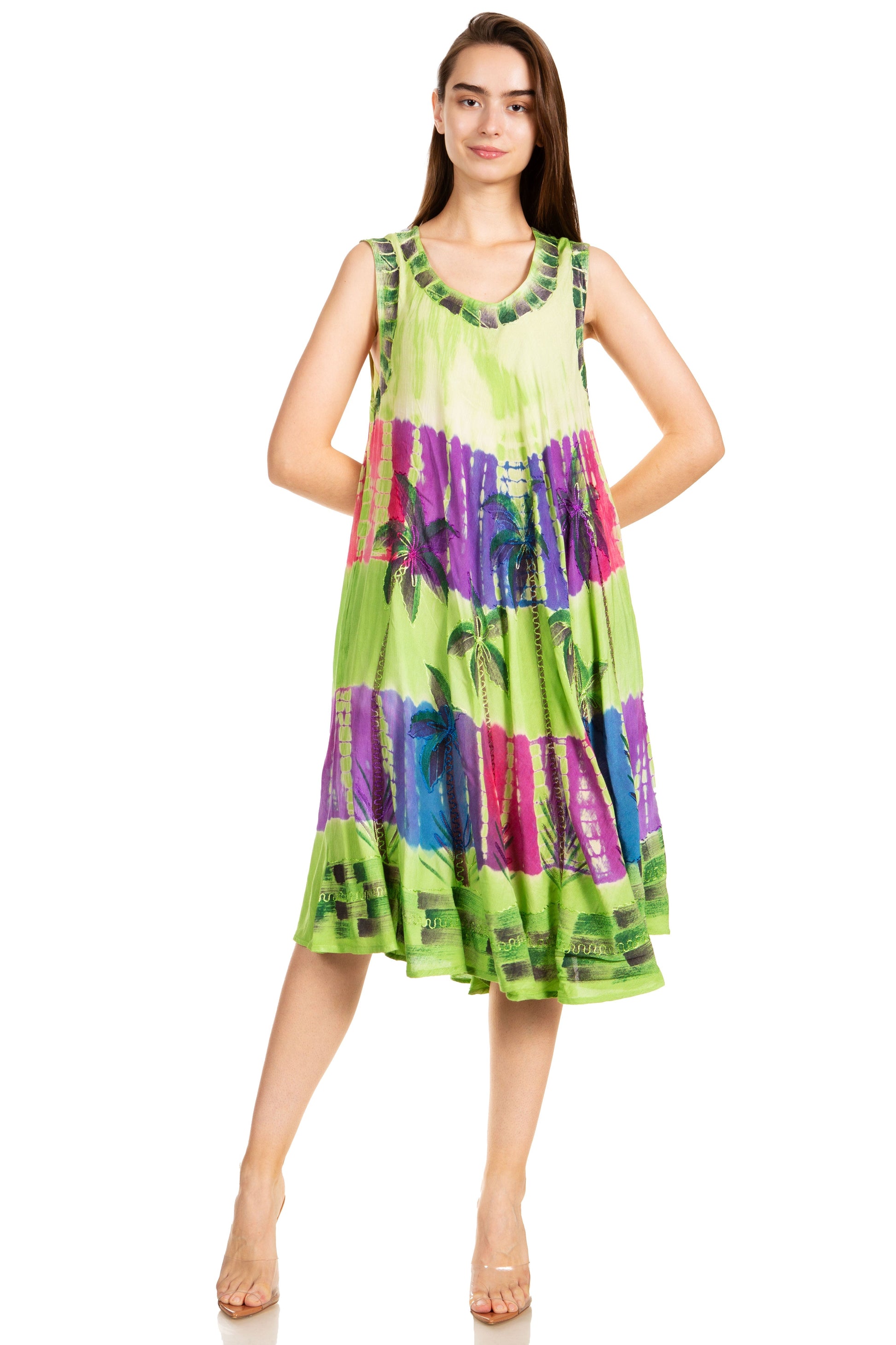 Sakkas Palm Tree Tie Dye Caftan Dress / Cover Up - Concordia Style Boutique