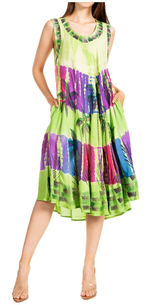 Sakkas Palm Tree Tie Dye Caftan Dress / Cover Up - Concordia Style Boutique