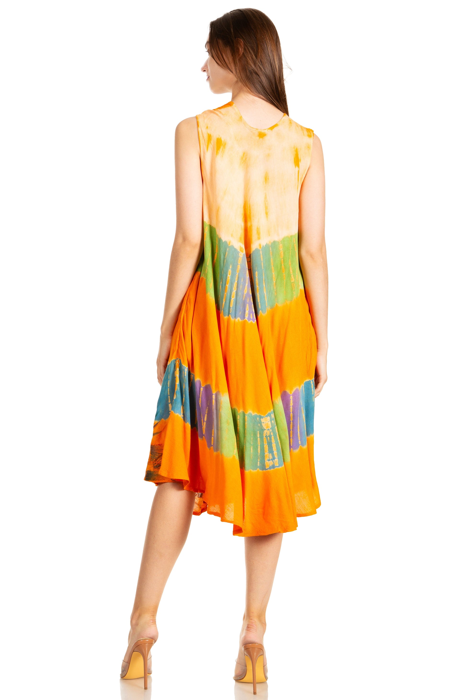 Sakkas Palm Tree Tie Dye Caftan Dress / Cover Up - Concordia Style Boutique