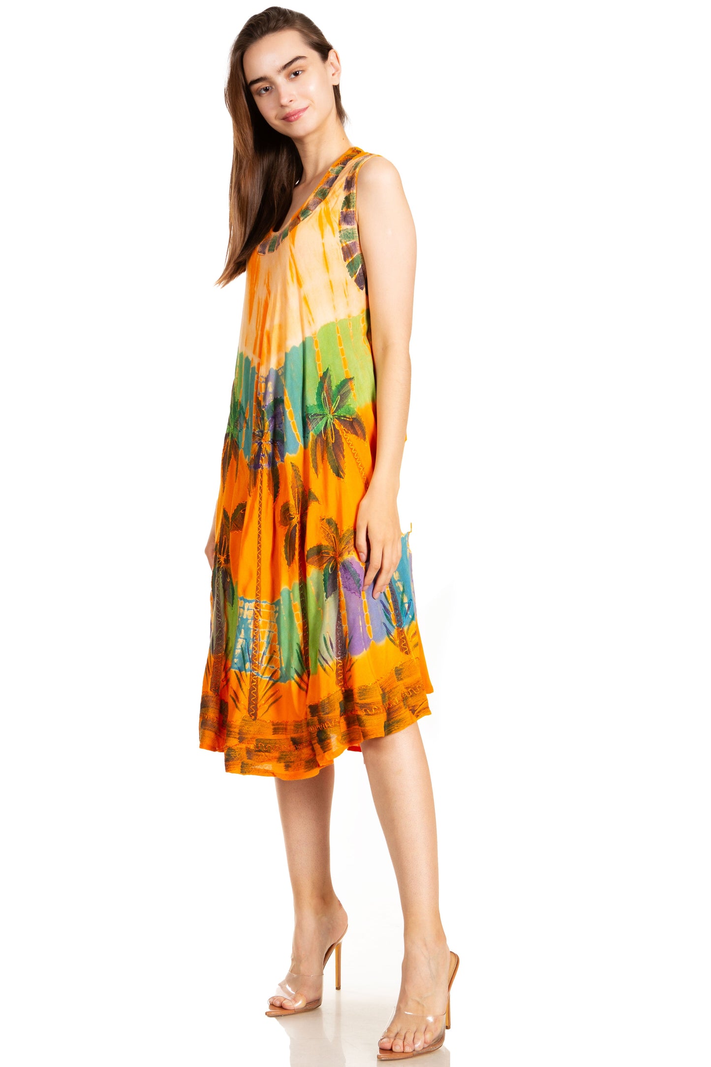 Sakkas Palm Tree Tie Dye Caftan Dress / Cover Up - Concordia Style Boutique