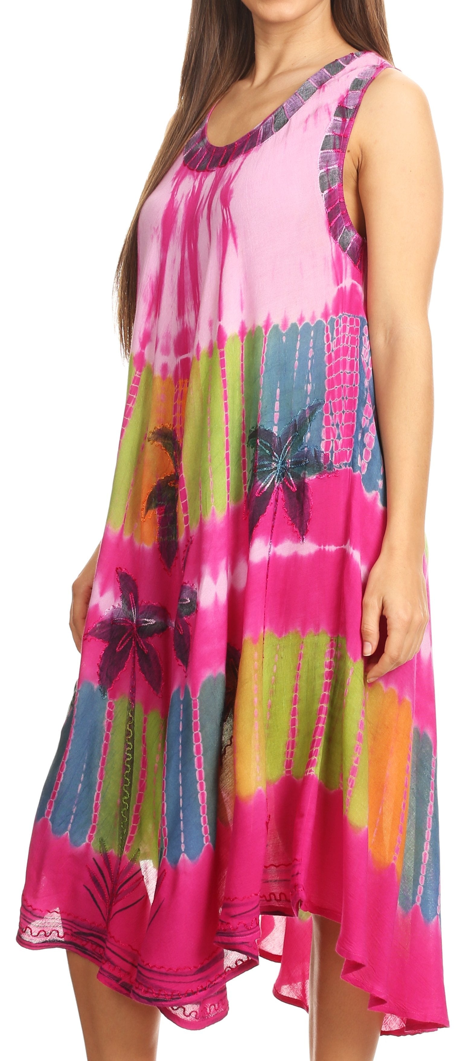 Sakkas Palm Tree Tie Dye Caftan Dress / Cover Up - Concordia Style Boutique