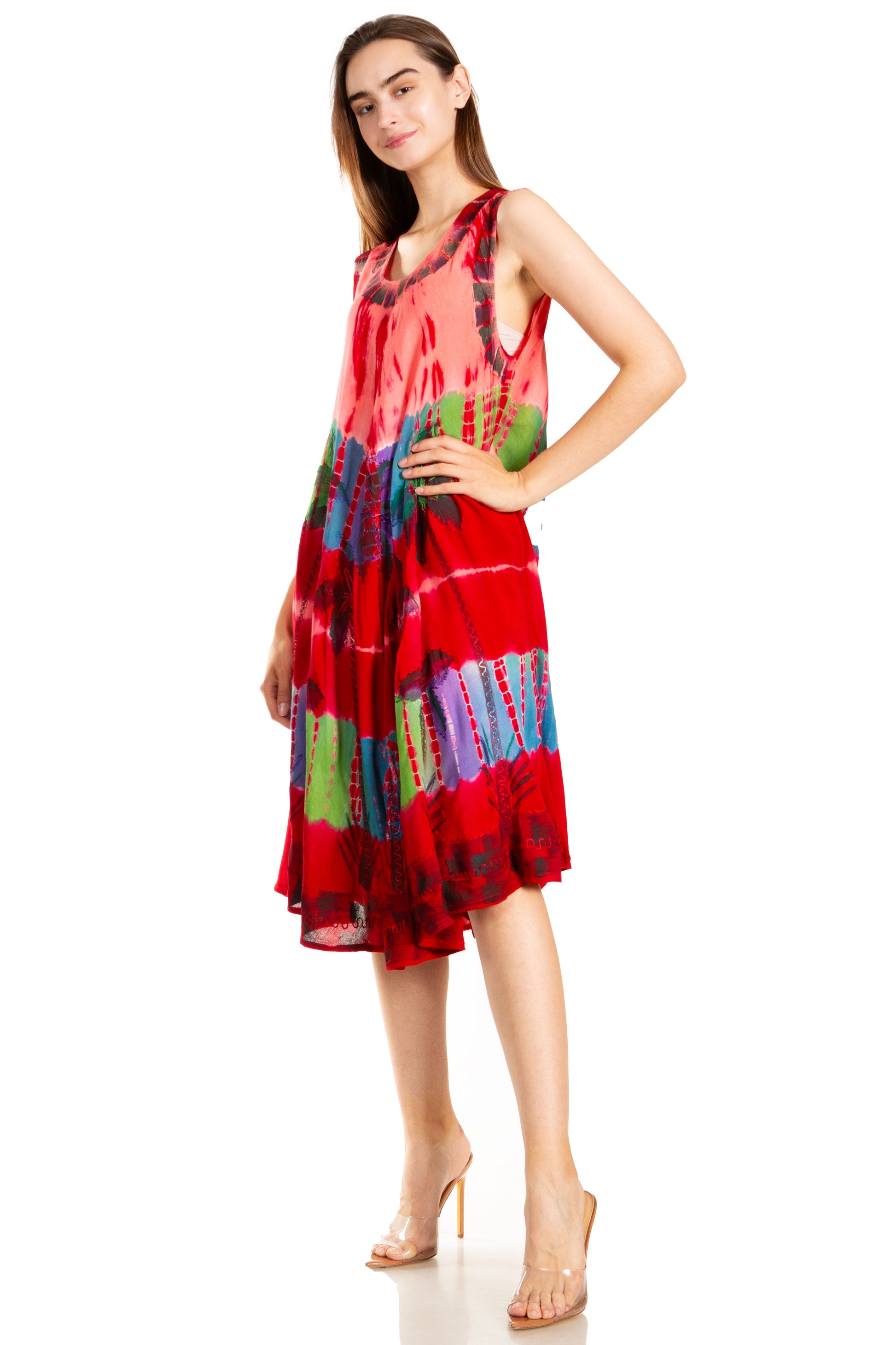 Sakkas Palm Tree Tie Dye Caftan Dress / Cover Up - Concordia Style Boutique