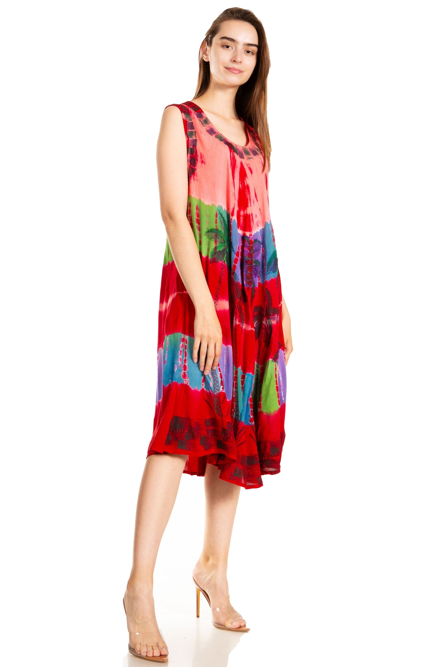 Sakkas Palm Tree Tie Dye Caftan Dress / Cover Up - Concordia Style Boutique