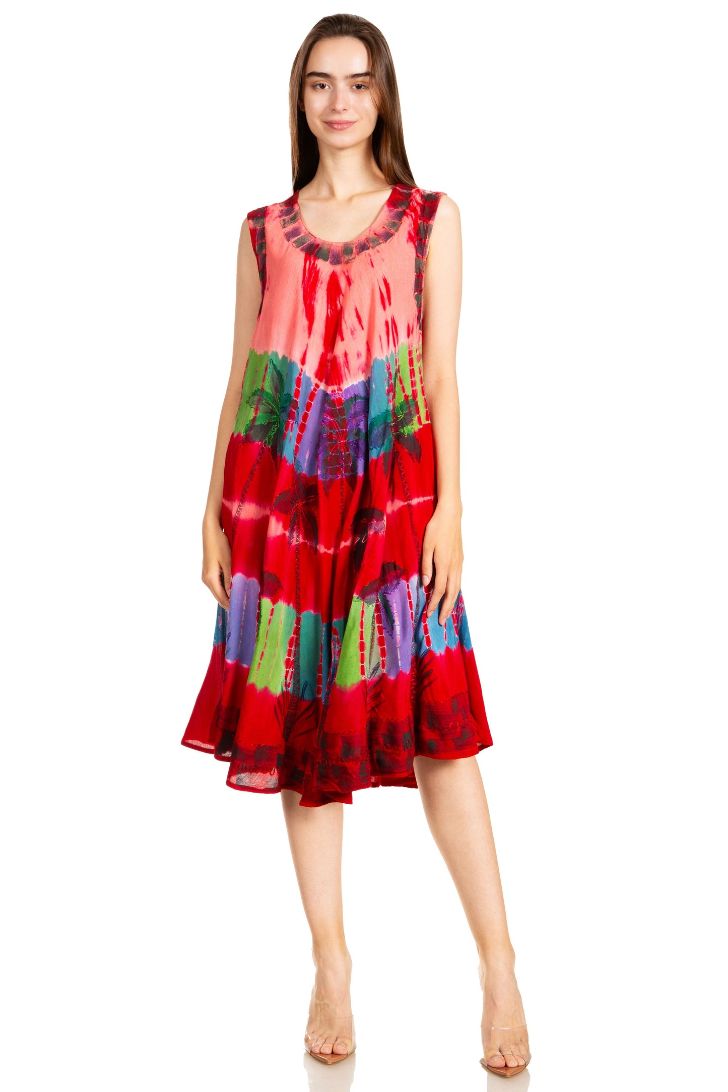 Sakkas Palm Tree Tie Dye Caftan Dress / Cover Up - Concordia Style Boutique