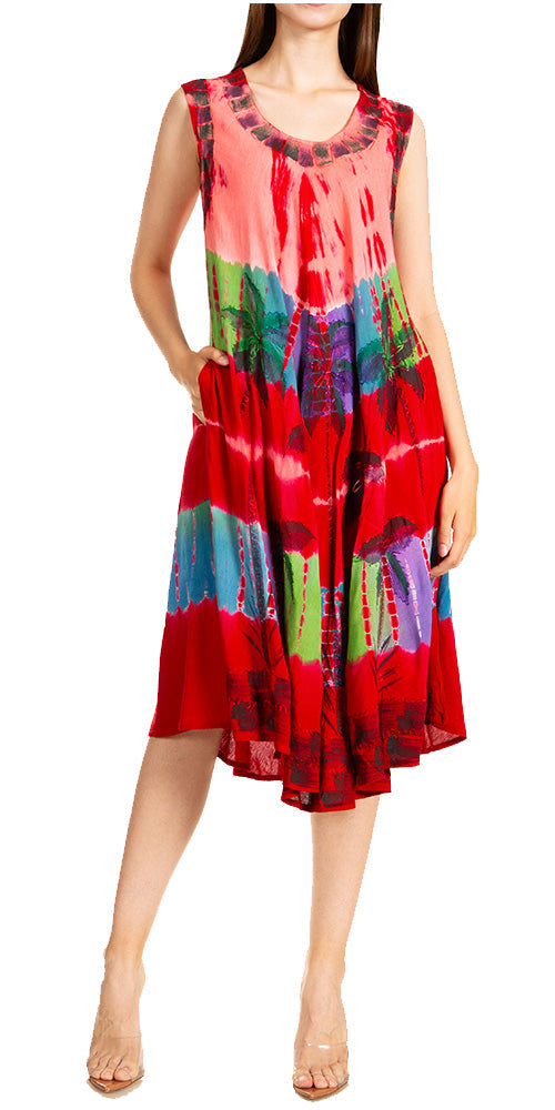 Sakkas Palm Tree Tie Dye Caftan Dress / Cover Up - Concordia Style Boutique
