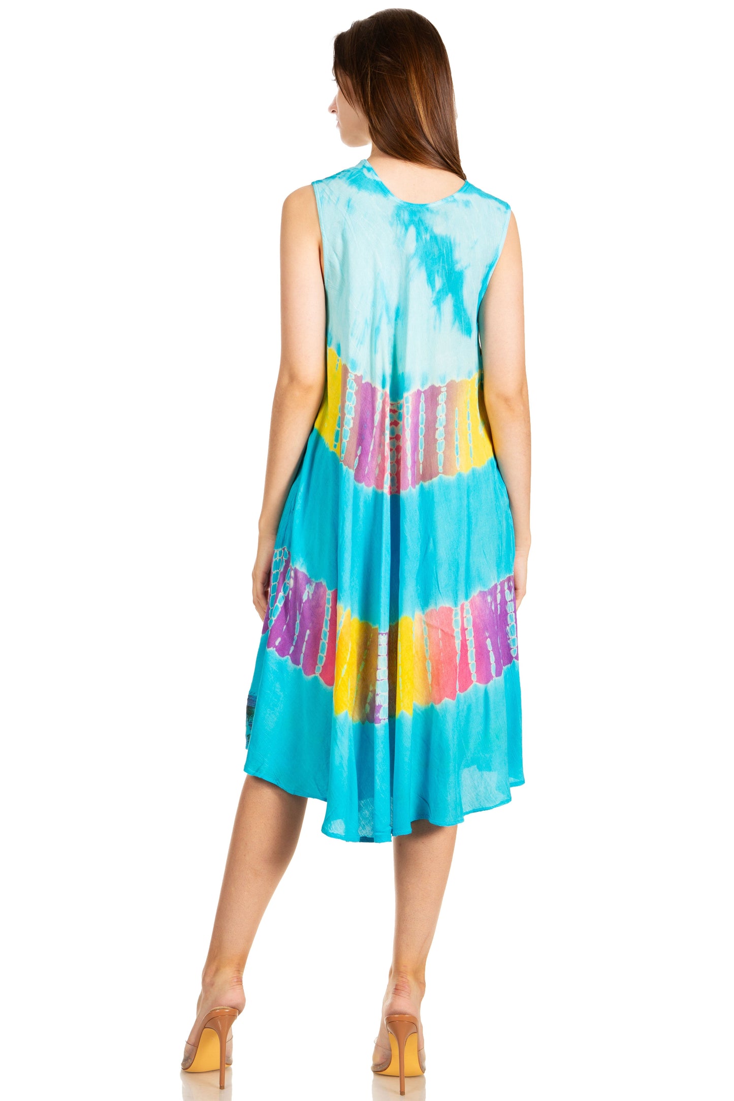 Sakkas Palm Tree Tie Dye Caftan Dress / Cover Up - Concordia Style Boutique