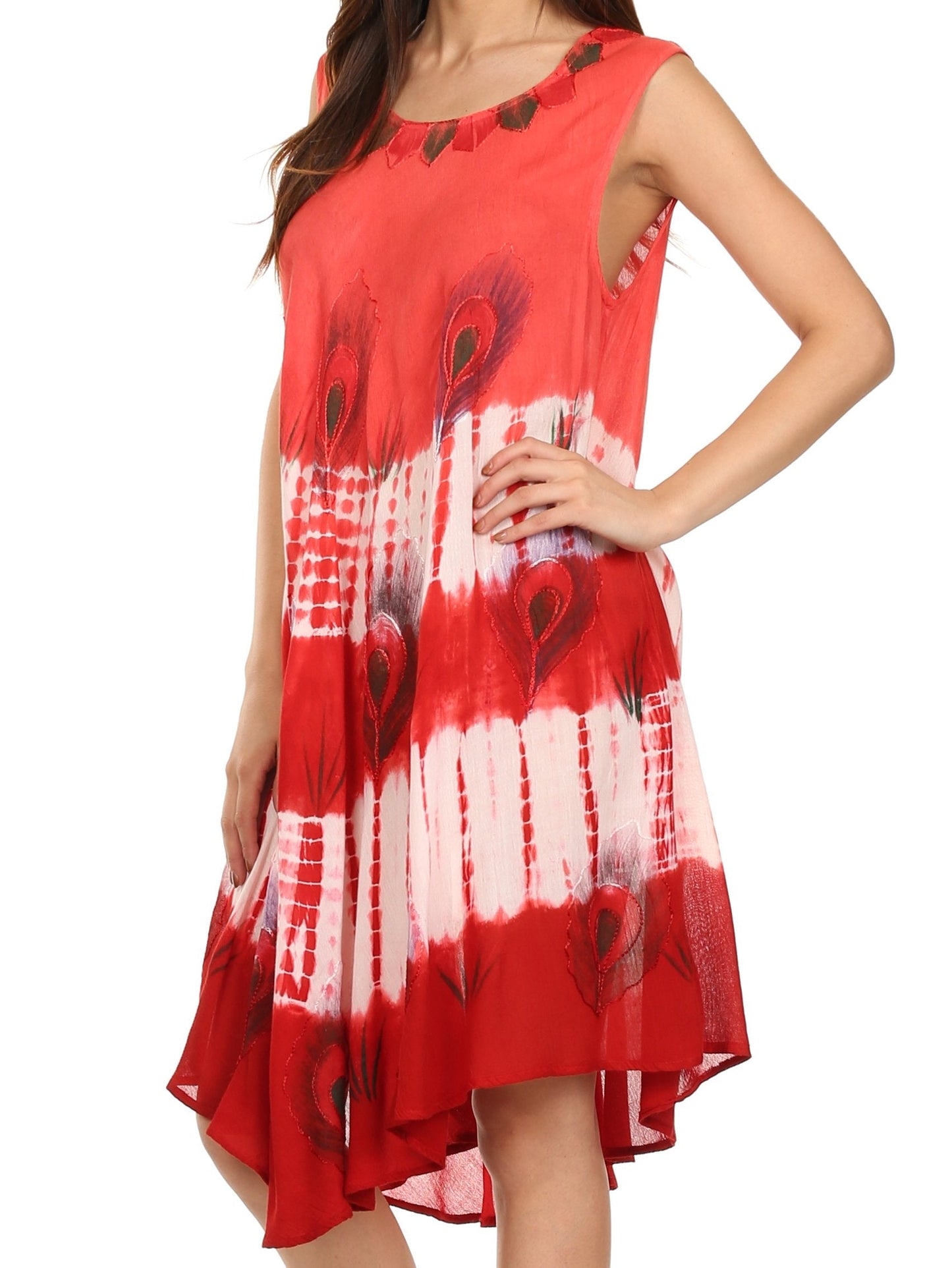 Sakkas Peacock Feather Caftan Dress / Cover Up - Concordia Style Boutique