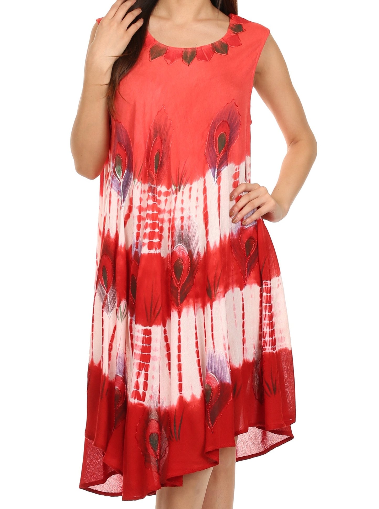 Sakkas Peacock Feather Caftan Dress / Cover Up - Concordia Style Boutique