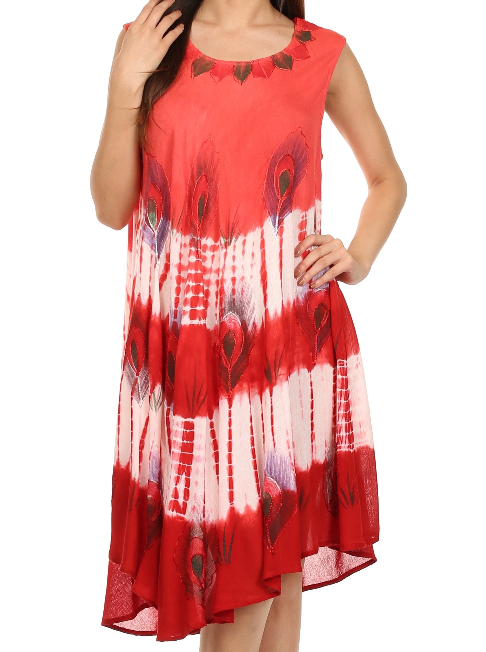 Sakkas Peacock Feather Caftan Dress / Cover Up - Concordia Style Boutique
