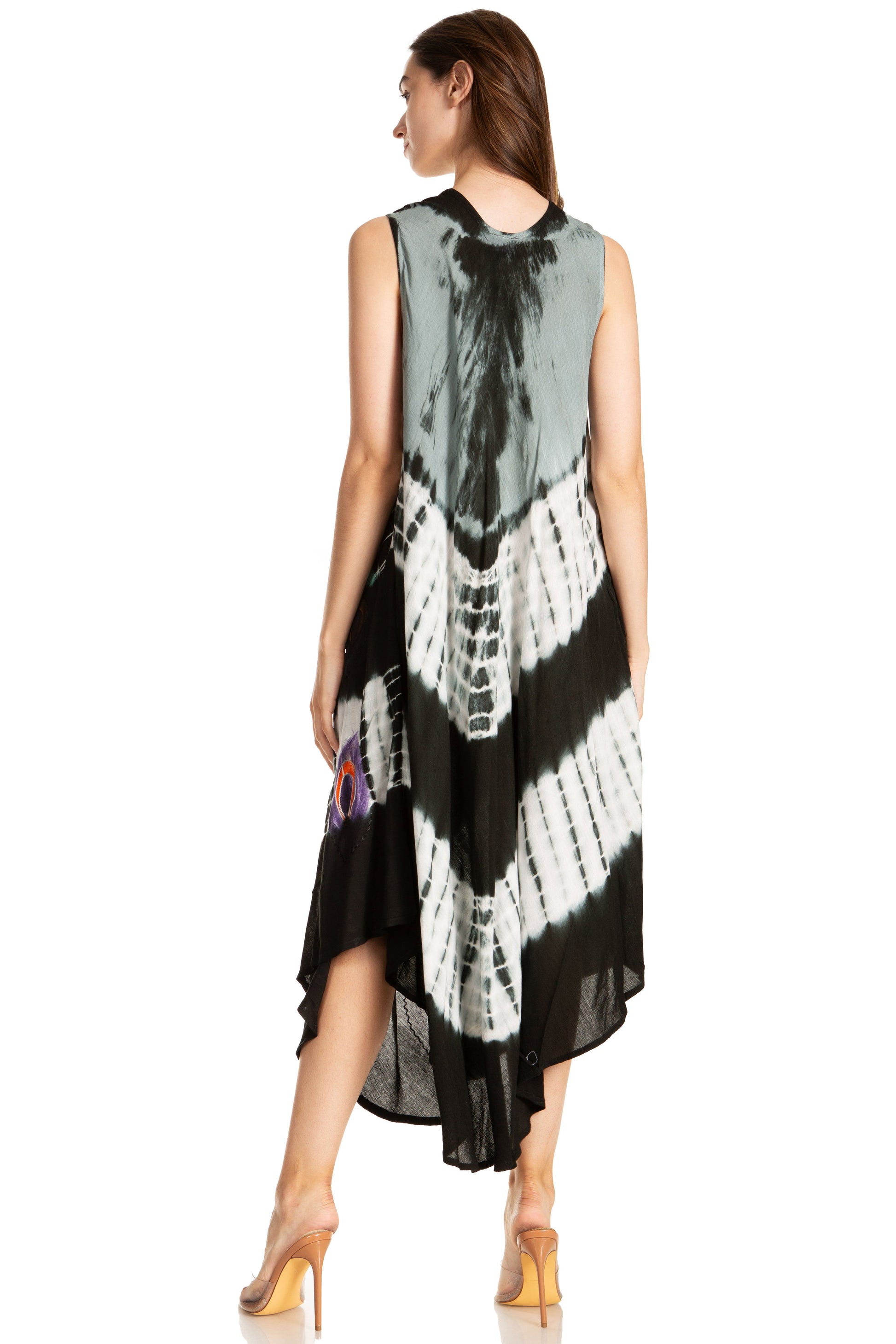 Sakkas Peacock Feather Caftan Dress / Cover Up - Concordia Style Boutique