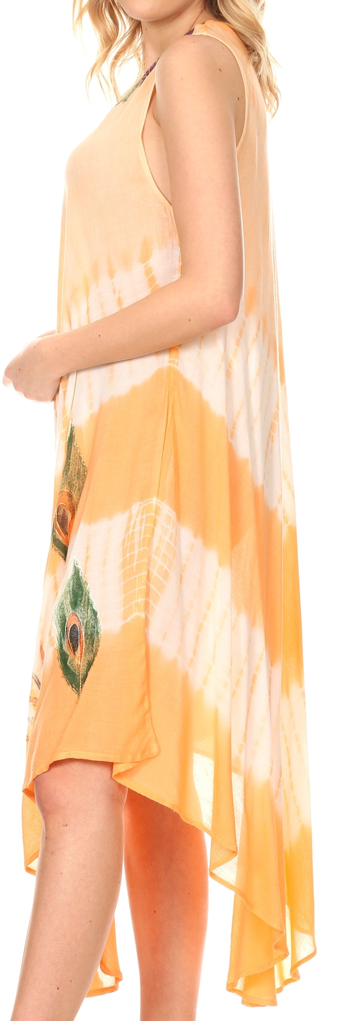 Sakkas Peacock Feather Caftan Dress / Cover Up - Concordia Style Boutique