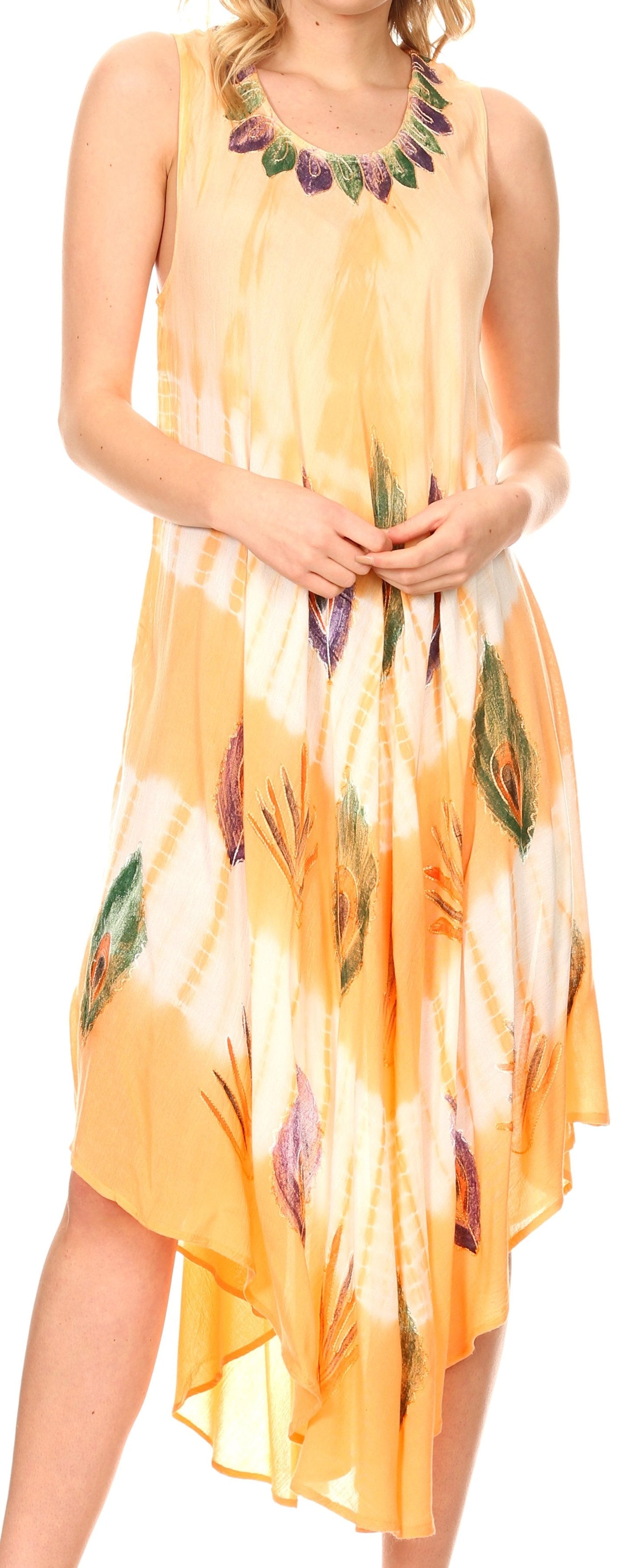 Sakkas Peacock Feather Caftan Dress / Cover Up - Concordia Style Boutique