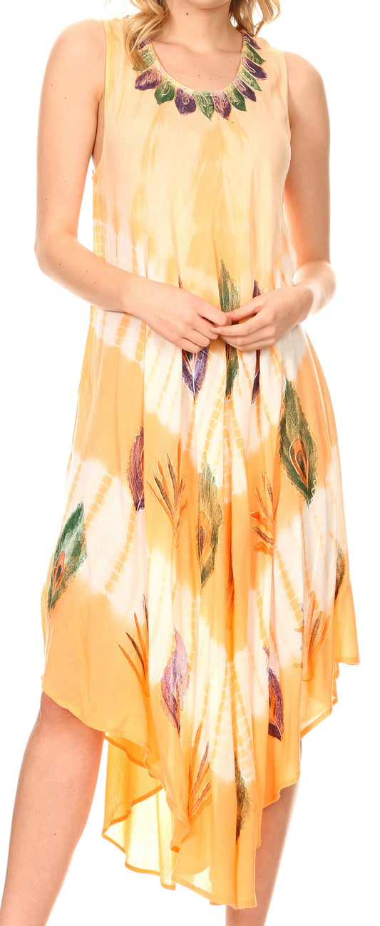 Sakkas Peacock Feather Caftan Dress / Cover Up - Concordia Style Boutique