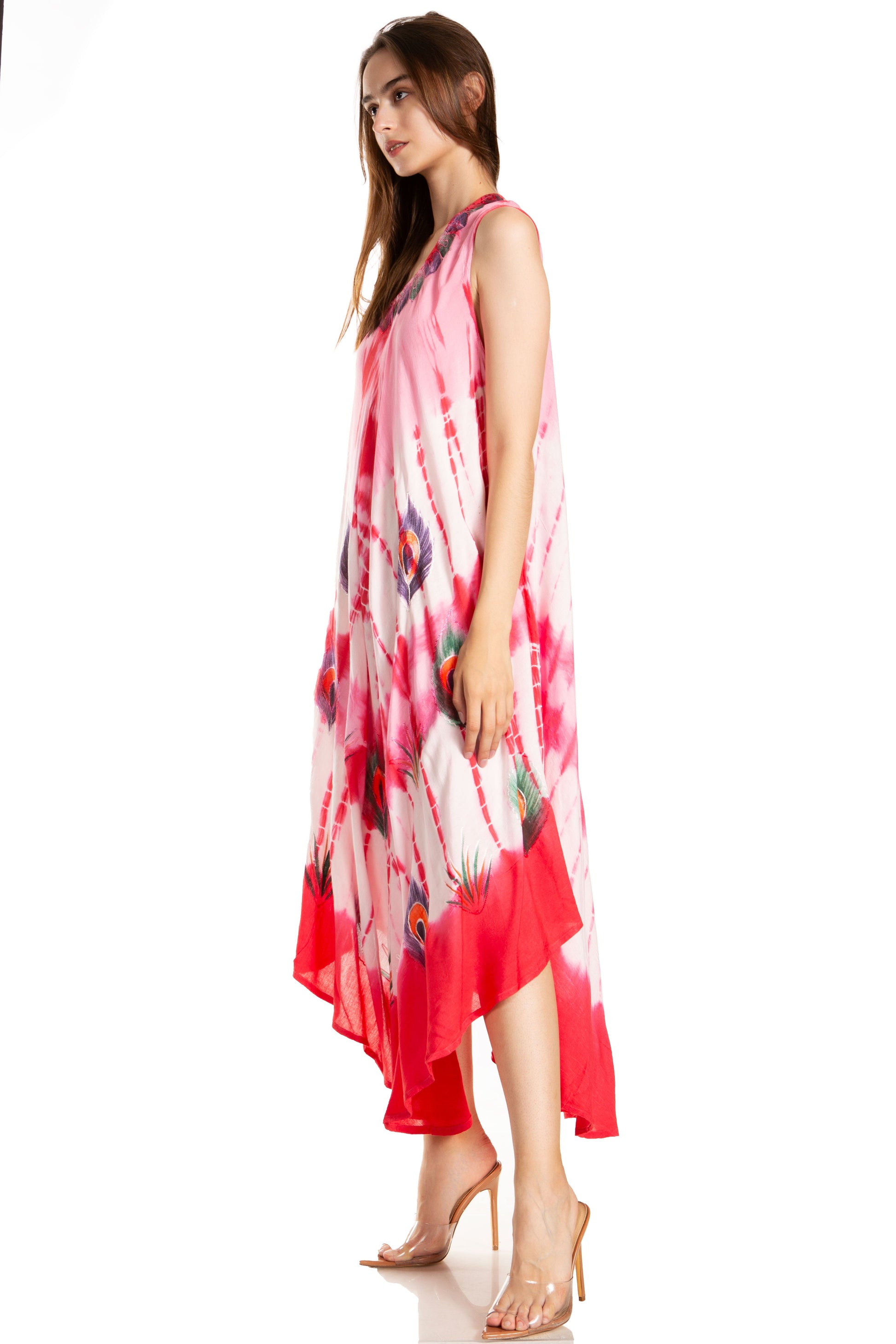 Sakkas Peacock Feather Caftan Dress / Cover Up - Concordia Style Boutique
