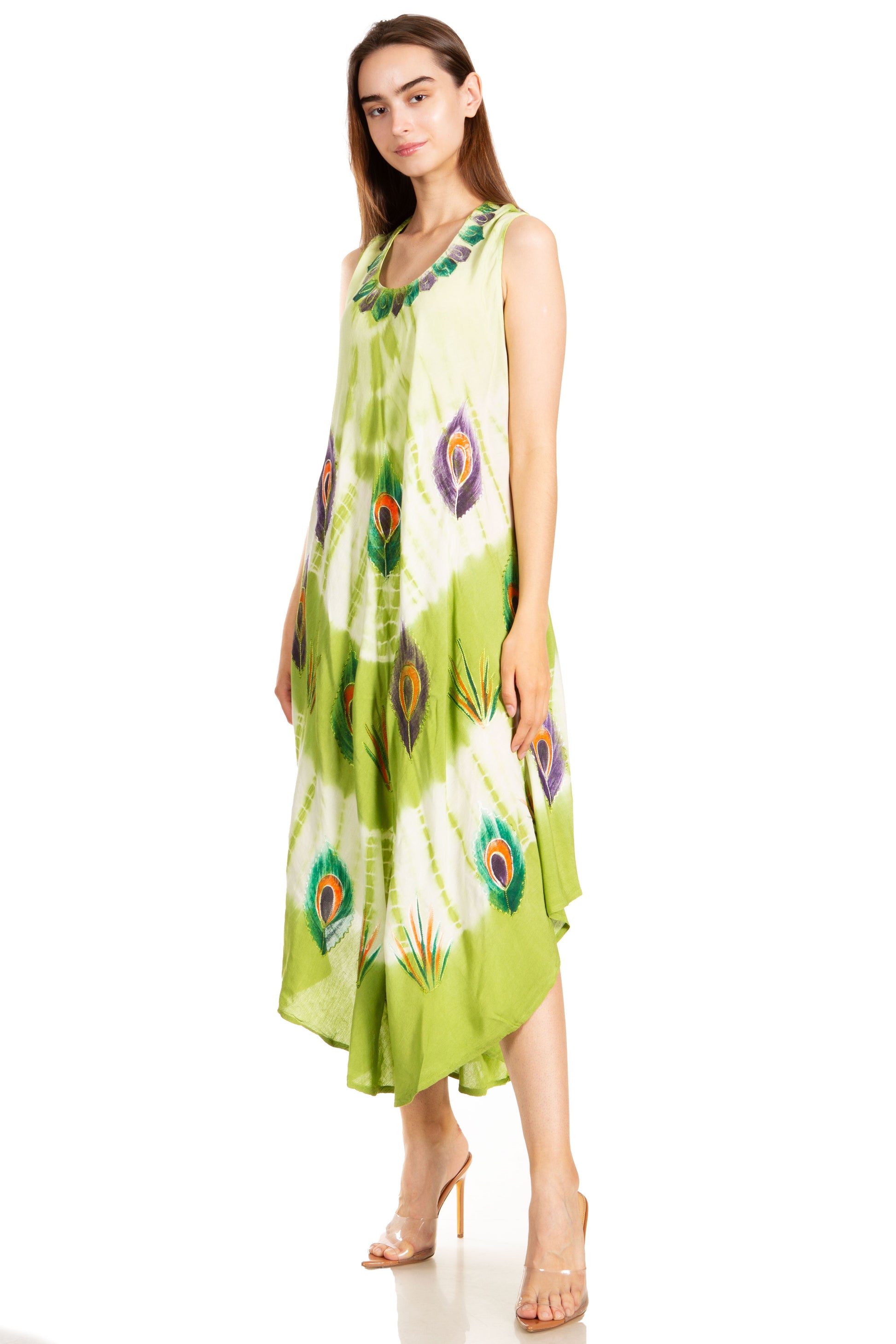 Sakkas Peacock Feather Caftan Dress / Cover Up - Concordia Style Boutique