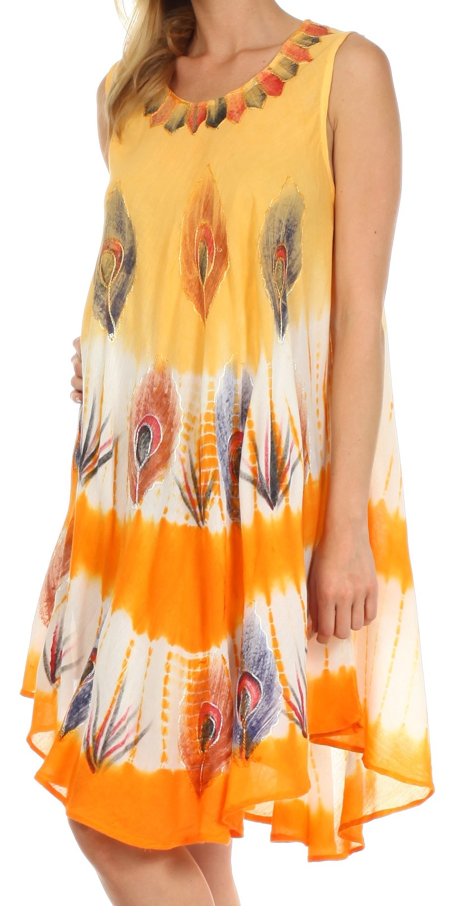 Sakkas Peacock Feather Caftan Dress / Cover Up - Concordia Style Boutique