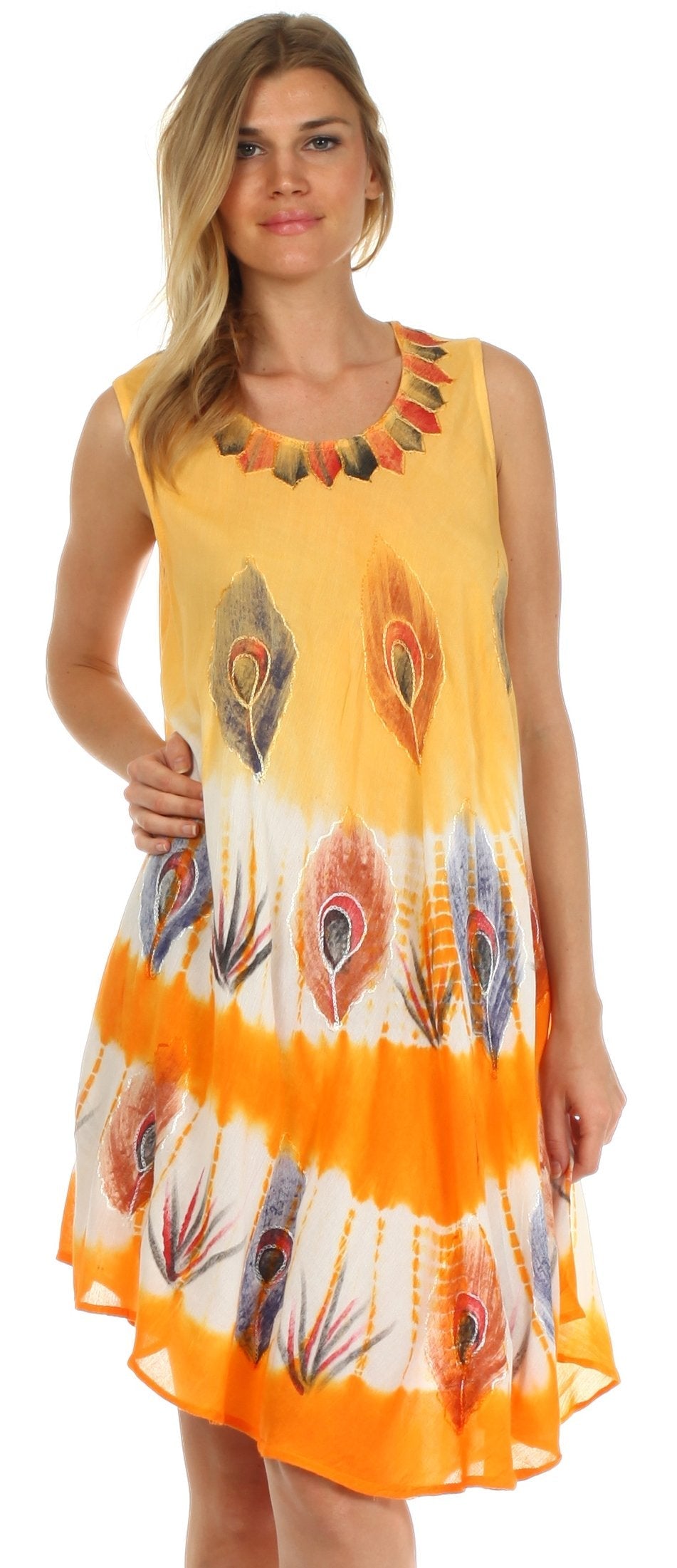 Sakkas Peacock Feather Caftan Dress / Cover Up - Concordia Style Boutique