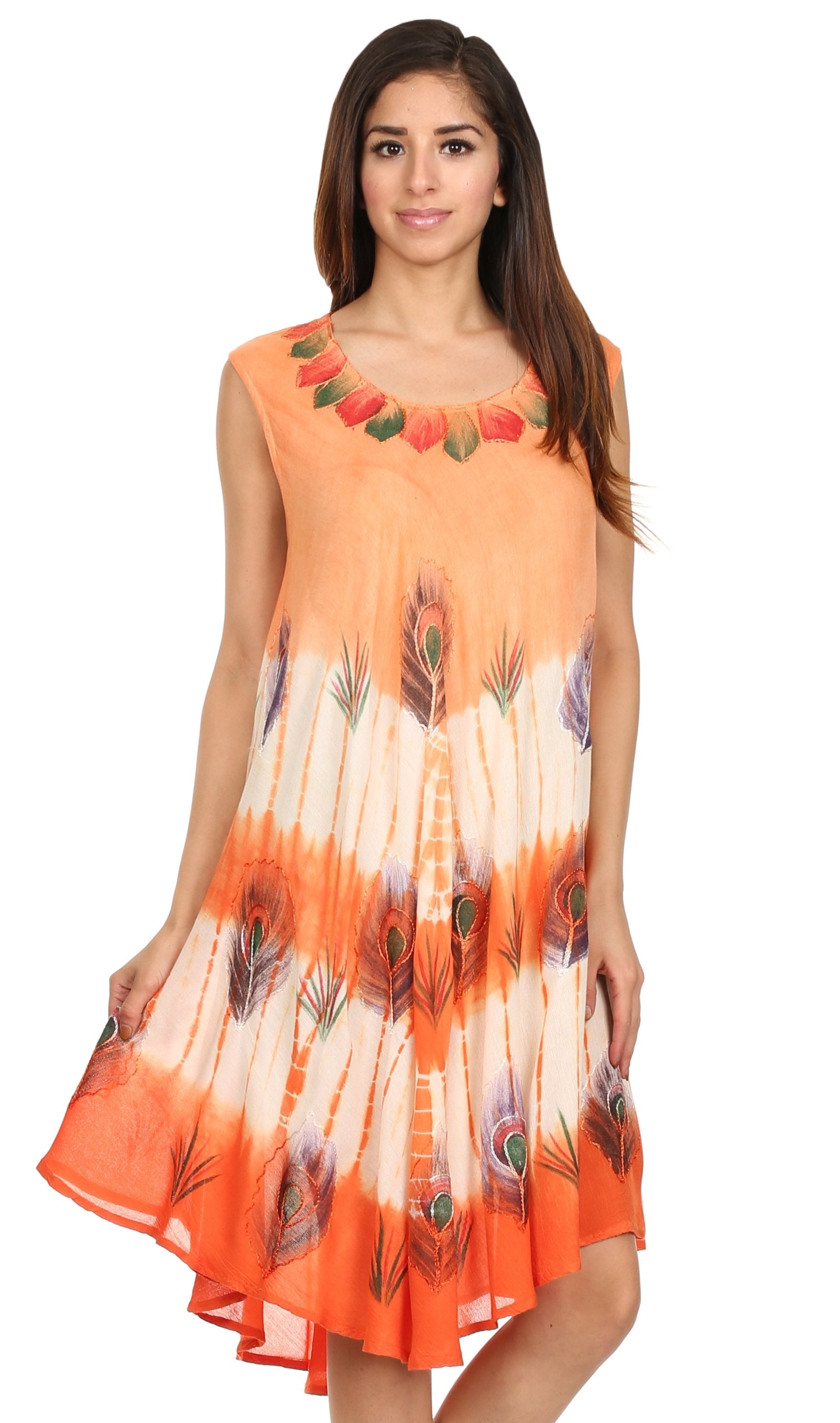 Sakkas Peacock Feather Caftan Dress / Cover Up - Concordia Style Boutique
