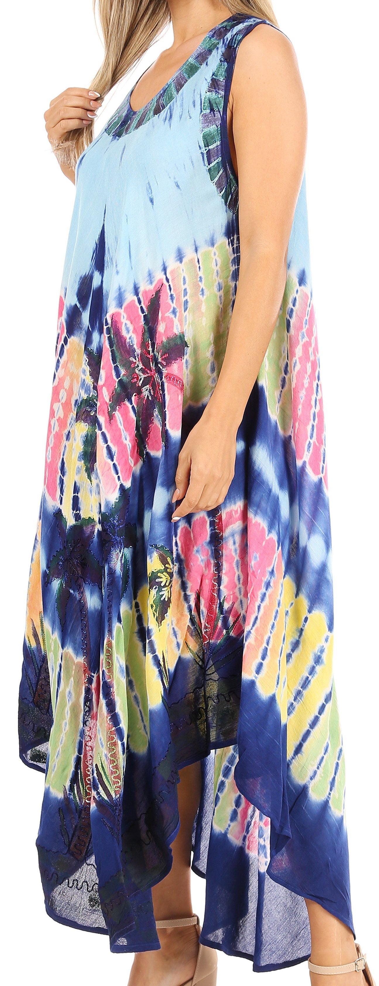 Sakkas Moon and Stars Batik Caftan Tank Dress / Cover Up - Concordia Style Boutique