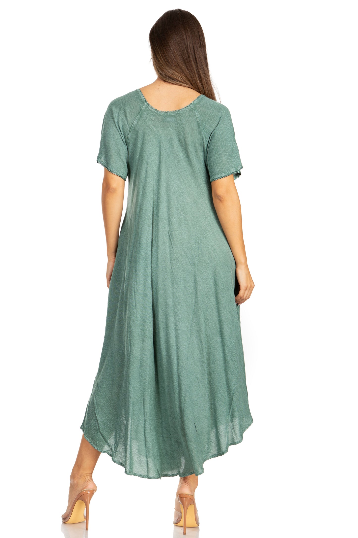 Sakkas Lilia Embroidered Lace Up Bodice Relaxed Fit Maxi Sun Dress - Concordia Style Boutique