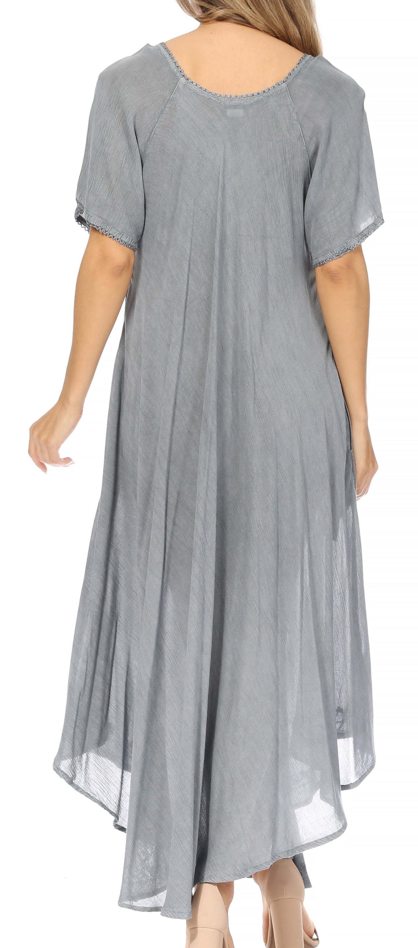 Sakkas Lilia Embroidered Lace Up Bodice Relaxed Fit Maxi Sun Dress - Concordia Style Boutique