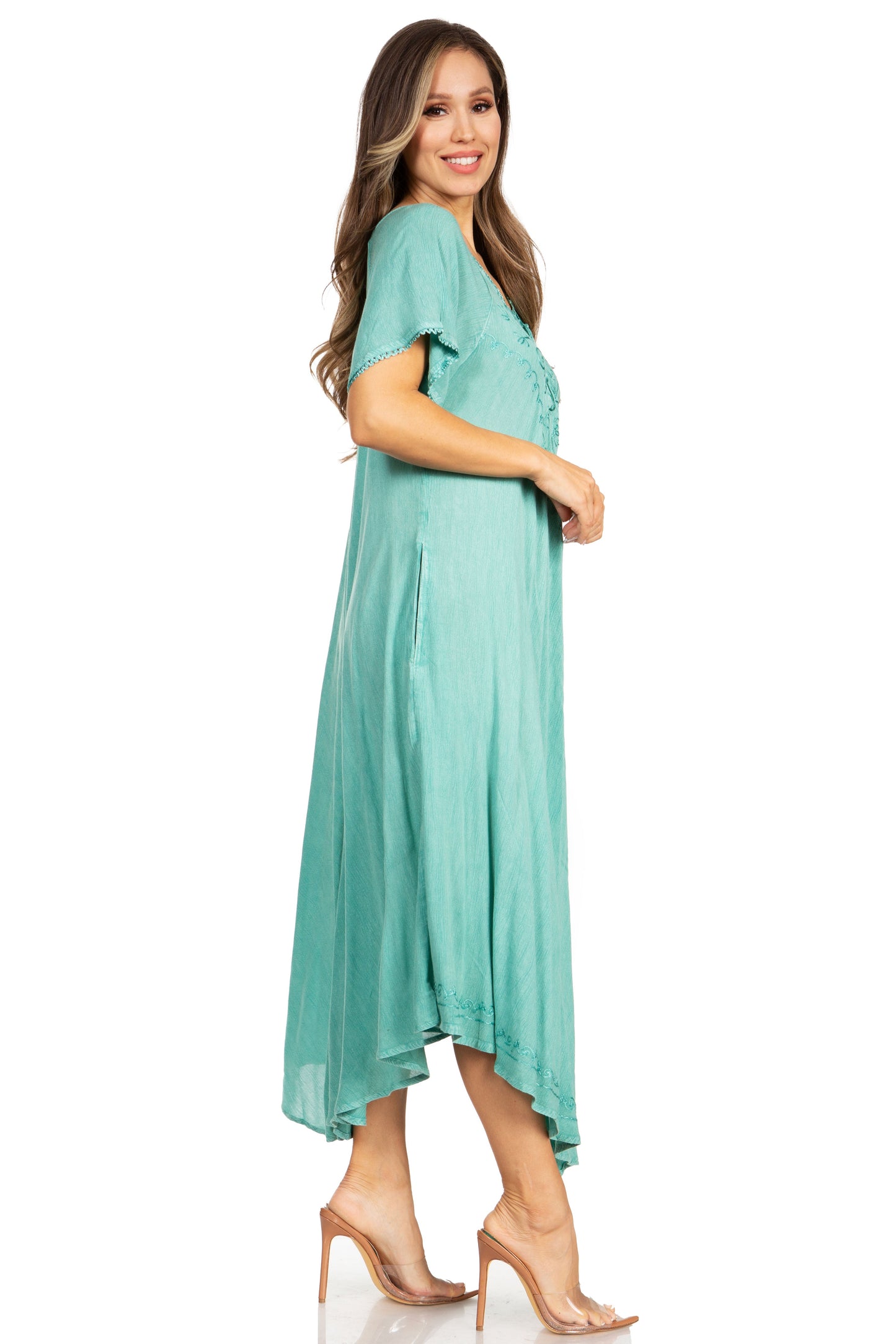 Sakkas Lilia Embroidered Lace Up Bodice Relaxed Fit Maxi Sun Dress - Concordia Style Boutique