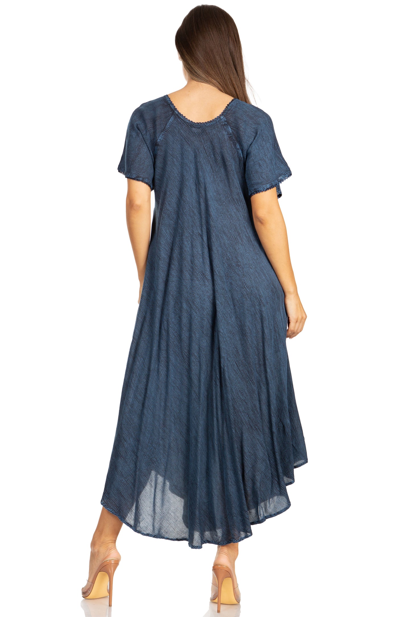 Sakkas Lilia Embroidered Lace Up Bodice Relaxed Fit Maxi Sun Dress - Concordia Style Boutique