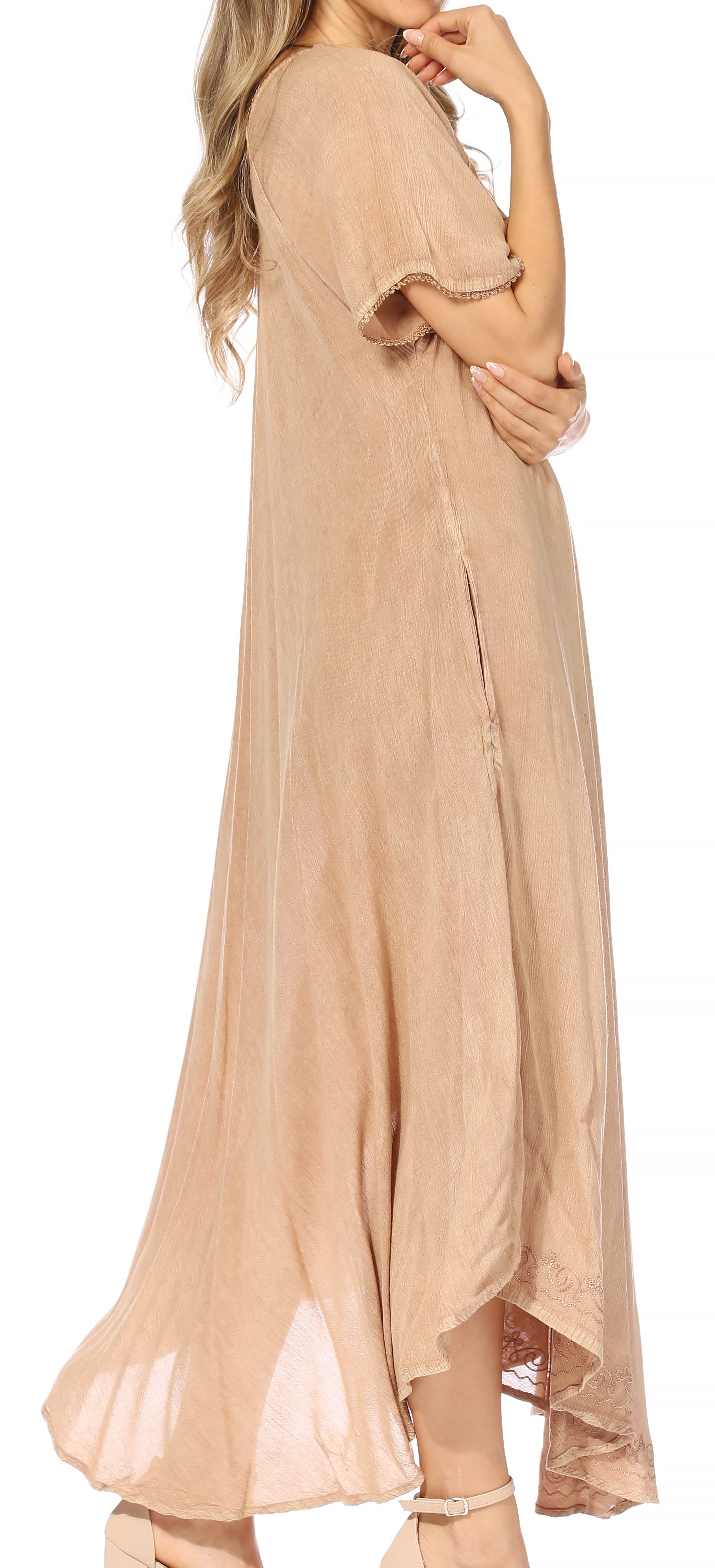 Sakkas Lilia Embroidered Lace Up Bodice Relaxed Fit Maxi Sun Dress - Concordia Style Boutique