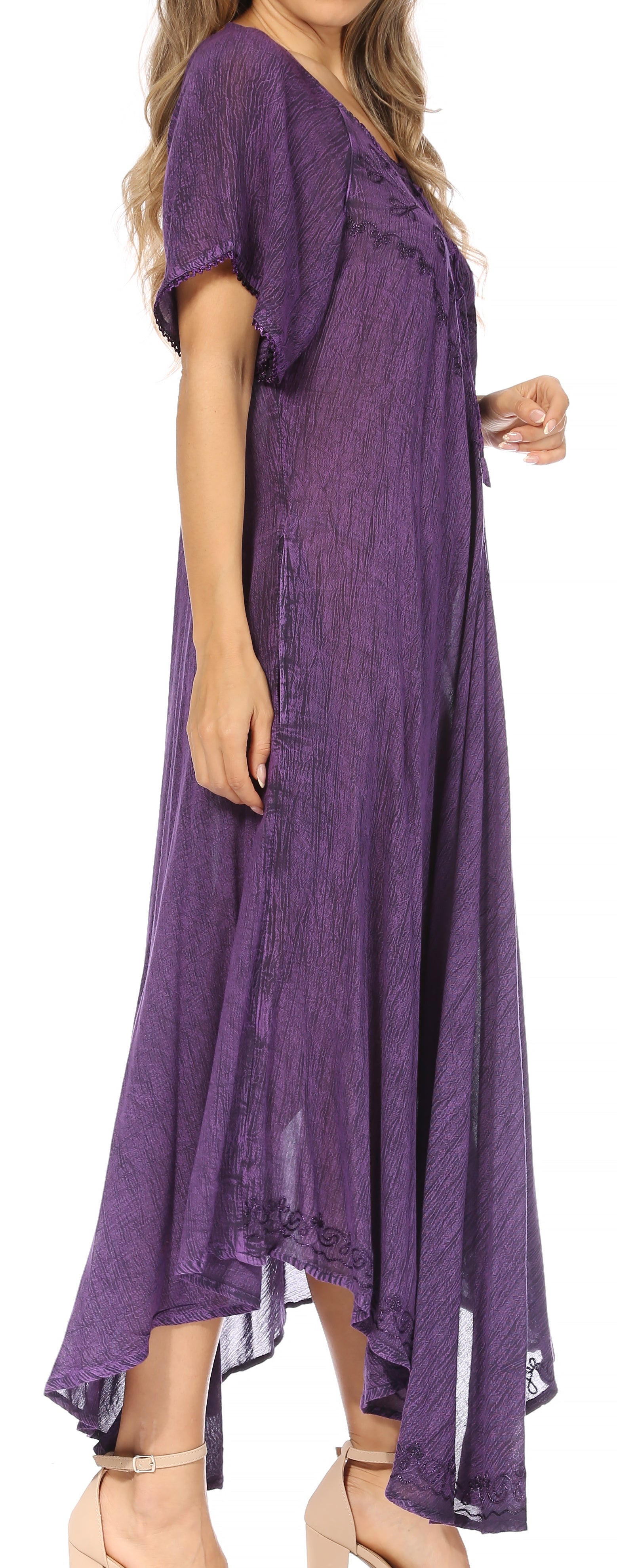 Sakkas Lilia Embroidered Lace Up Bodice Relaxed Fit Maxi Sun Dress - Concordia Style Boutique