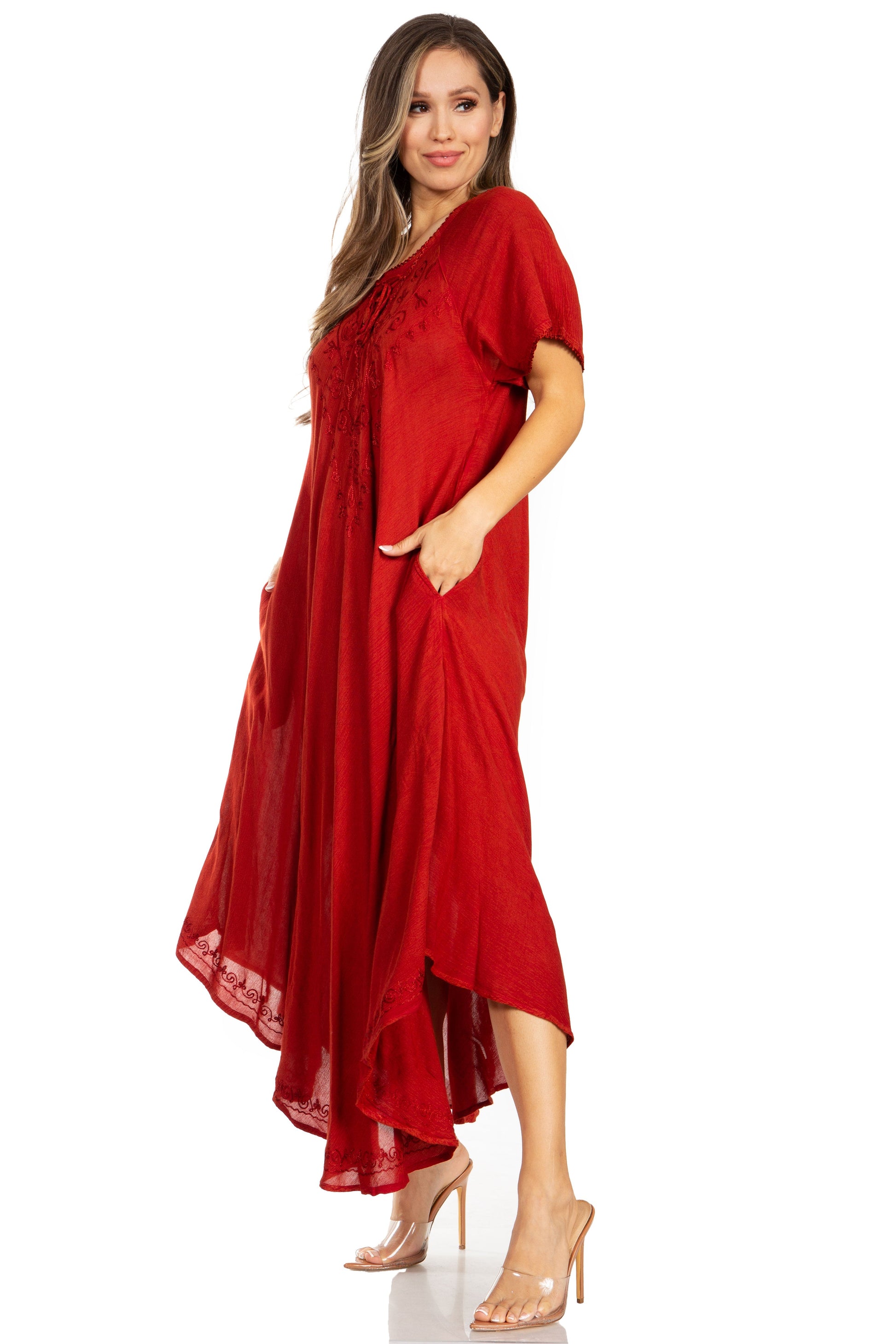 Sakkas Lilia Embroidered Lace Up Bodice Relaxed Fit Maxi Sun Dress - Concordia Style Boutique