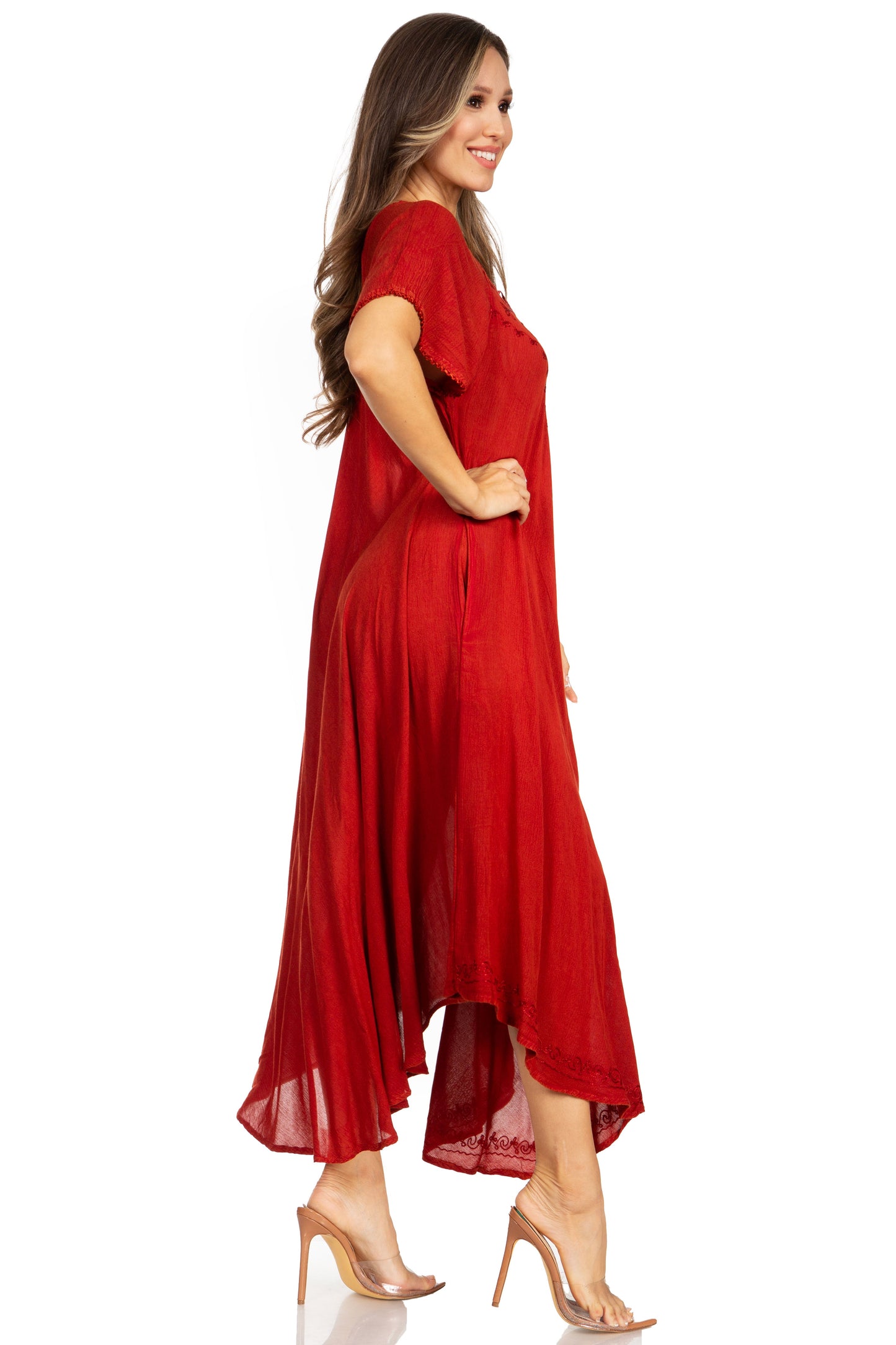 Sakkas Lilia Embroidered Lace Up Bodice Relaxed Fit Maxi Sun Dress - Concordia Style Boutique