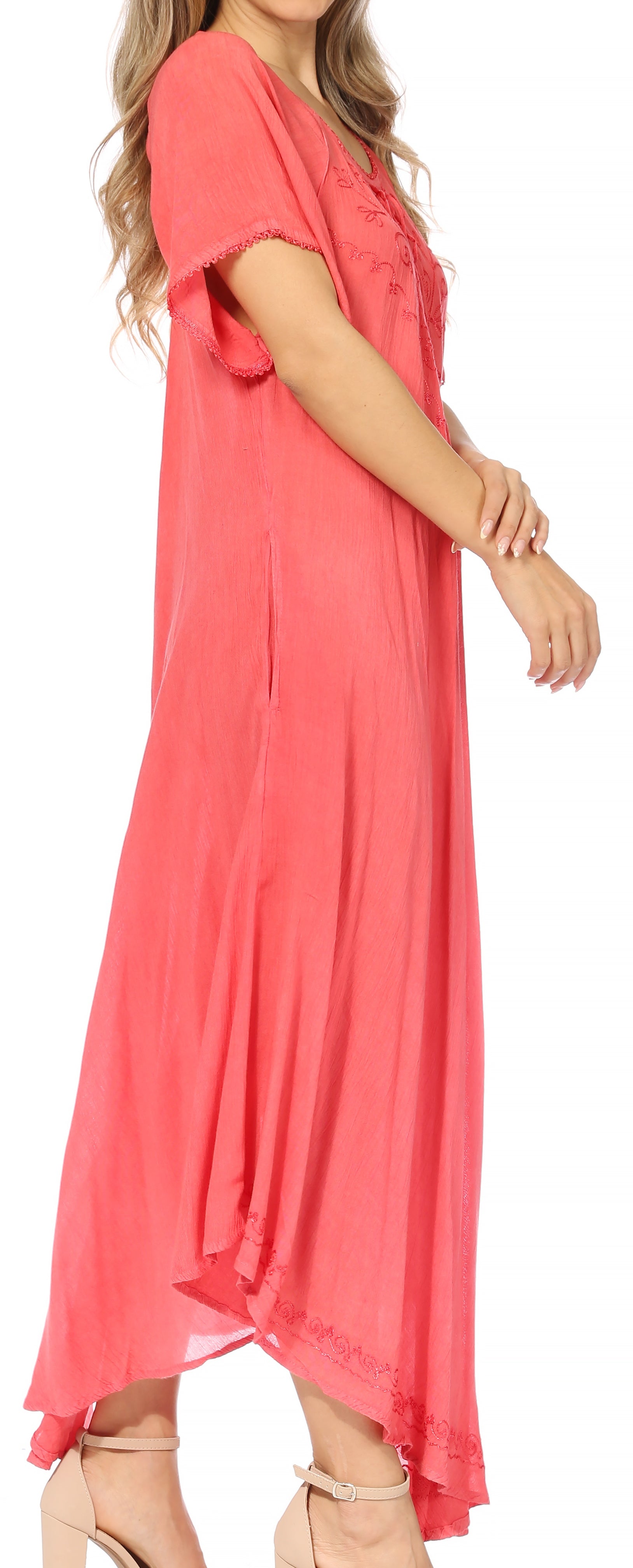 Sakkas Lilia Embroidered Lace Up Bodice Relaxed Fit Maxi Sun Dress - Concordia Style Boutique