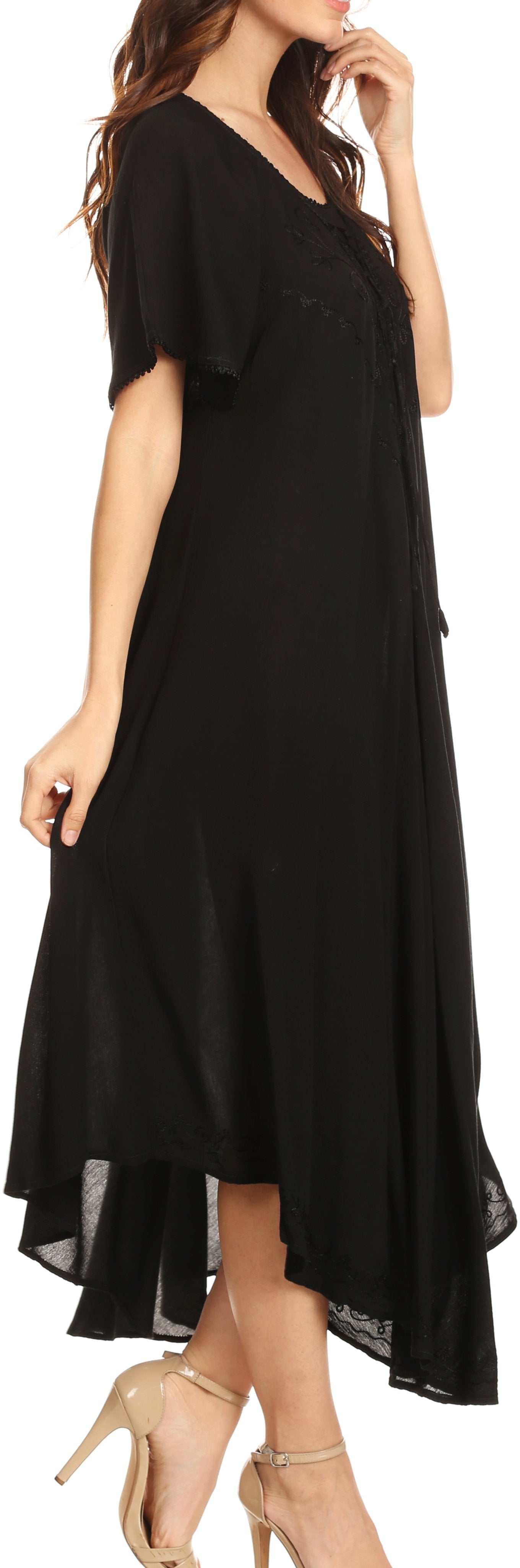 Sakkas Lilia Embroidered Lace Up Bodice Relaxed Fit Maxi Sun Dress - Concordia Style Boutique