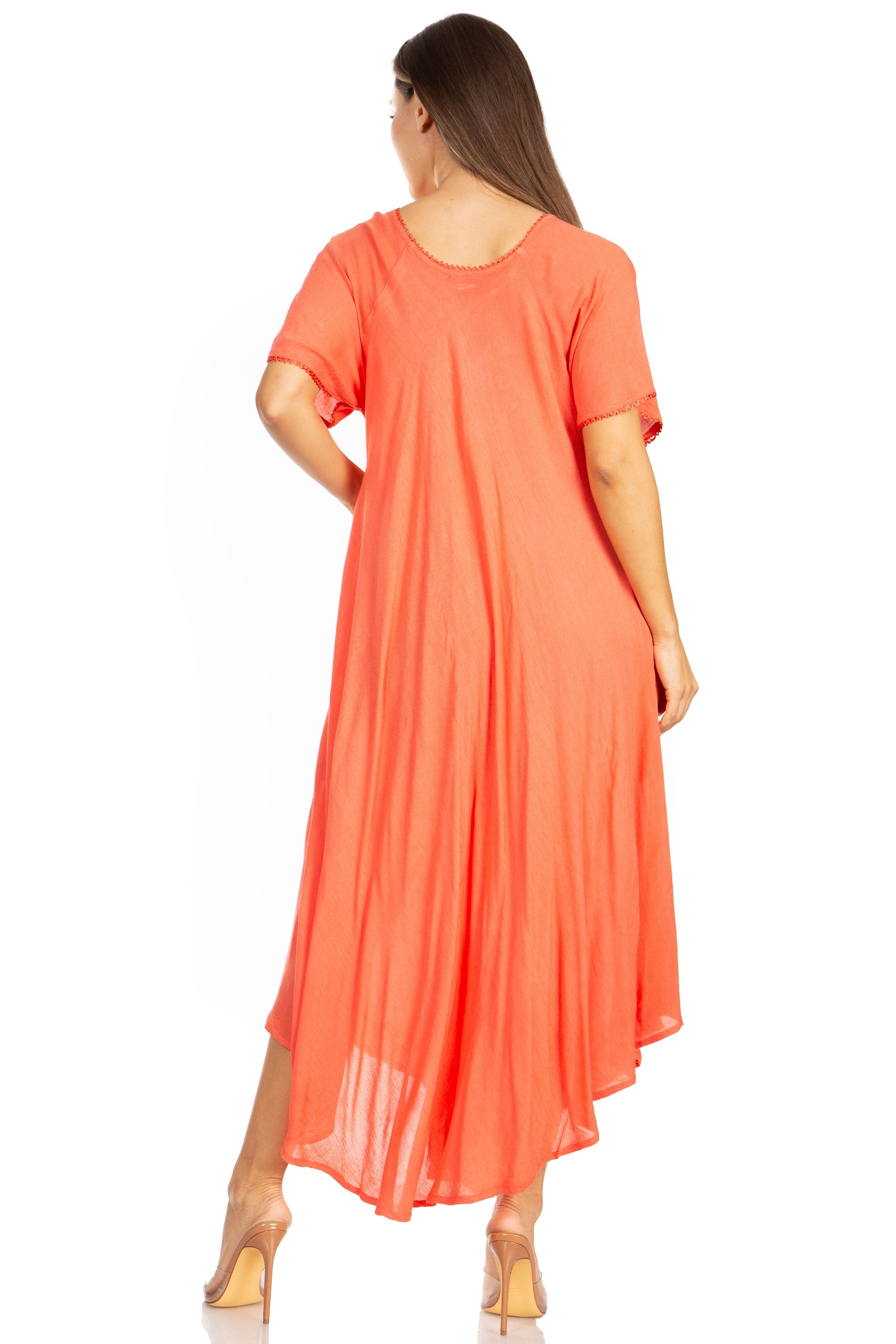 Sakkas Lilia Embroidered Lace Up Bodice Relaxed Fit Maxi Sun Dress - Concordia Style Boutique