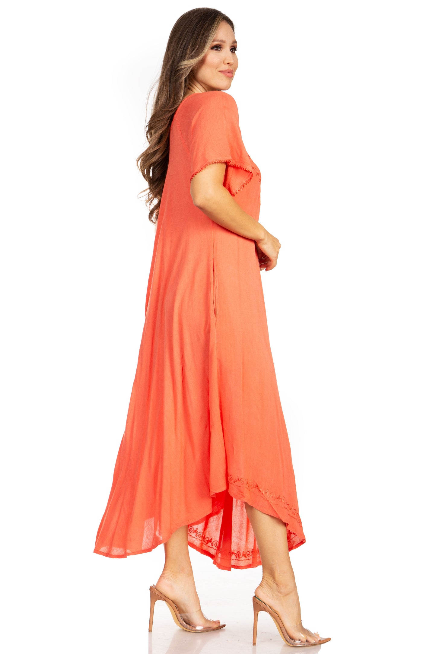 Sakkas Lilia Embroidered Lace Up Bodice Relaxed Fit Maxi Sun Dress - Concordia Style Boutique