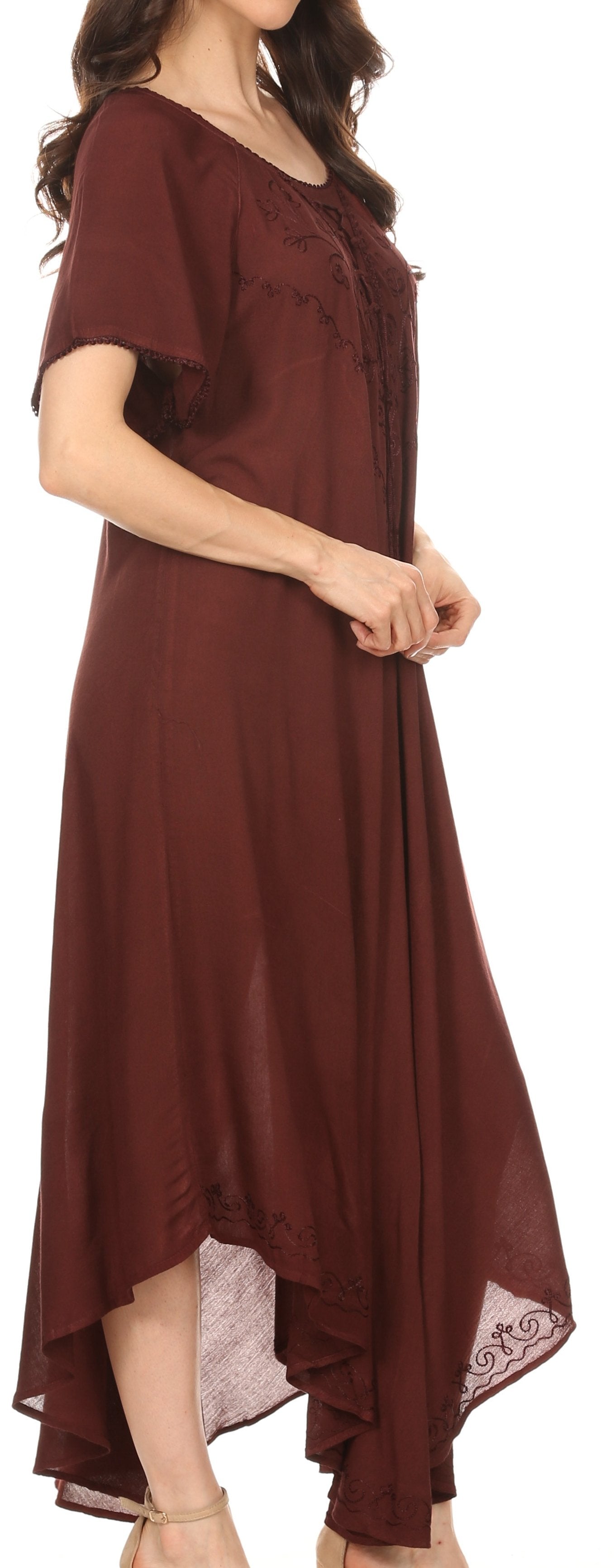 Sakkas Lilia Embroidered Lace Up Bodice Relaxed Fit Maxi Sun Dress - Concordia Style Boutique