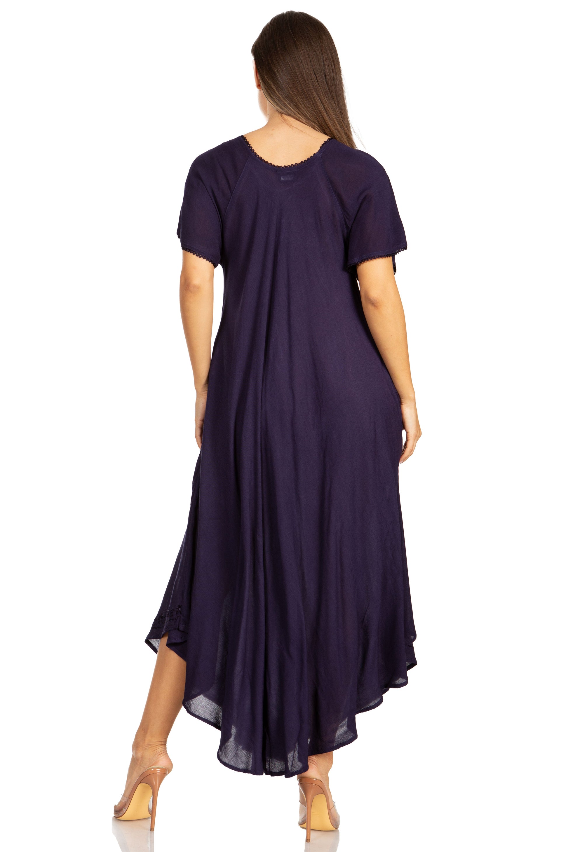 Sakkas Lilia Embroidered Lace Up Bodice Relaxed Fit Maxi Sun Dress - Concordia Style Boutique