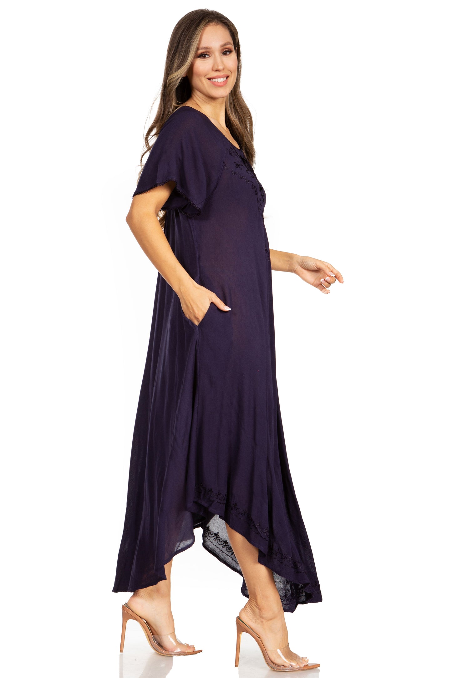 Sakkas Lilia Embroidered Lace Up Bodice Relaxed Fit Maxi Sun Dress - Concordia Style Boutique