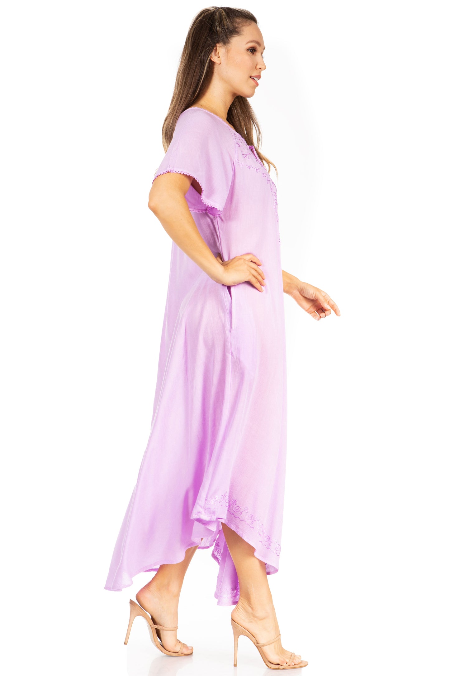 Sakkas Lilia Embroidered Lace Up Bodice Relaxed Fit Maxi Sun Dress - Concordia Style Boutique