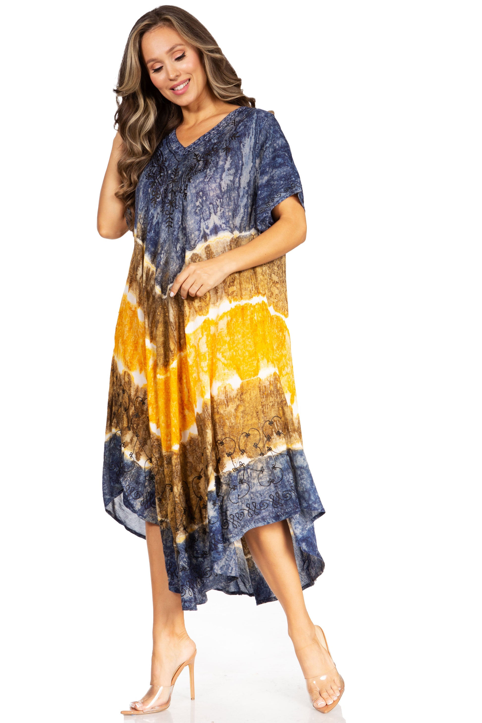 Sakkas Viveka Embroidered Caftan Dress - Concordia Style Boutique