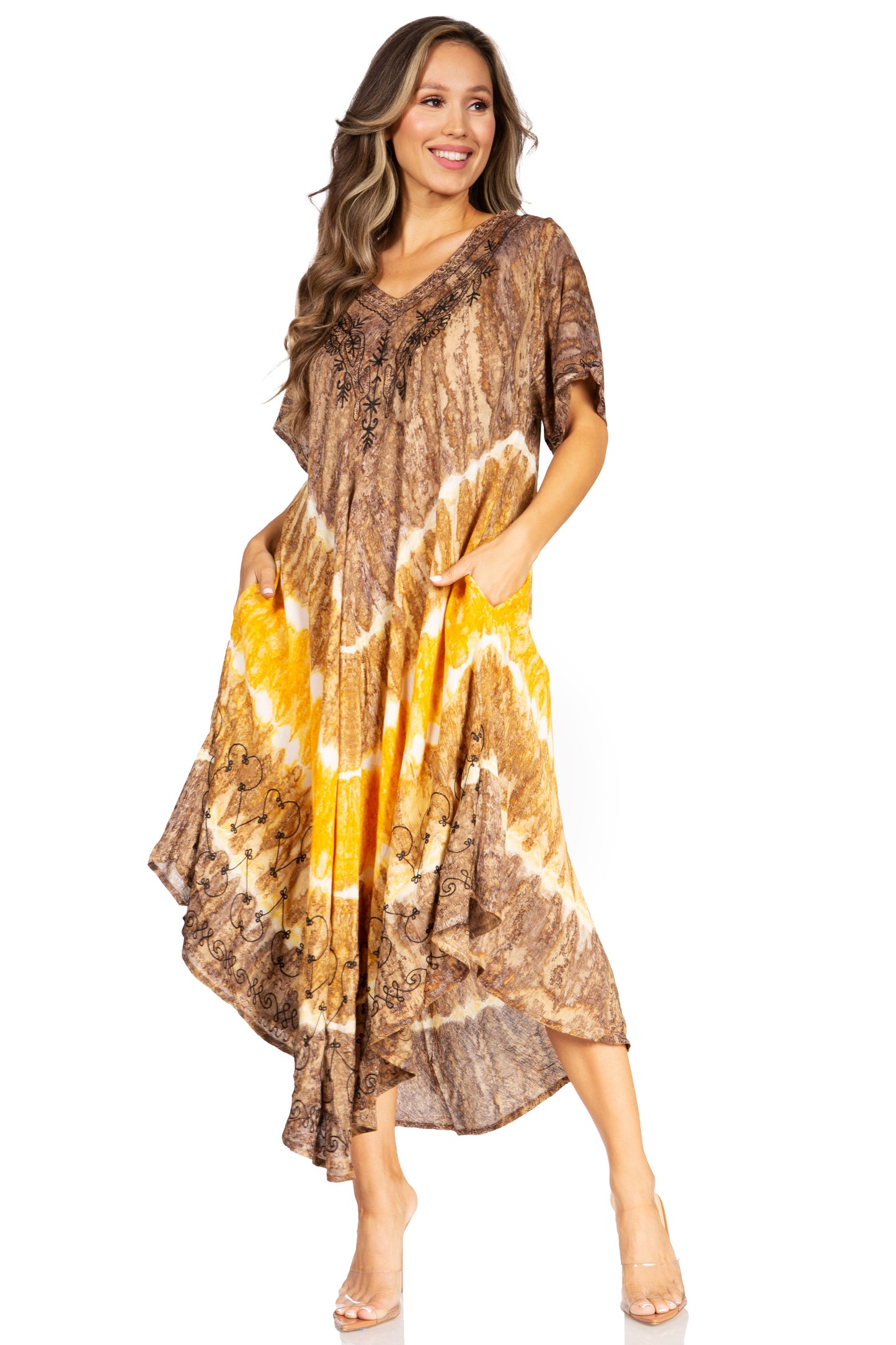 Sakkas Viveka Embroidered Caftan Dress - Concordia Style Boutique