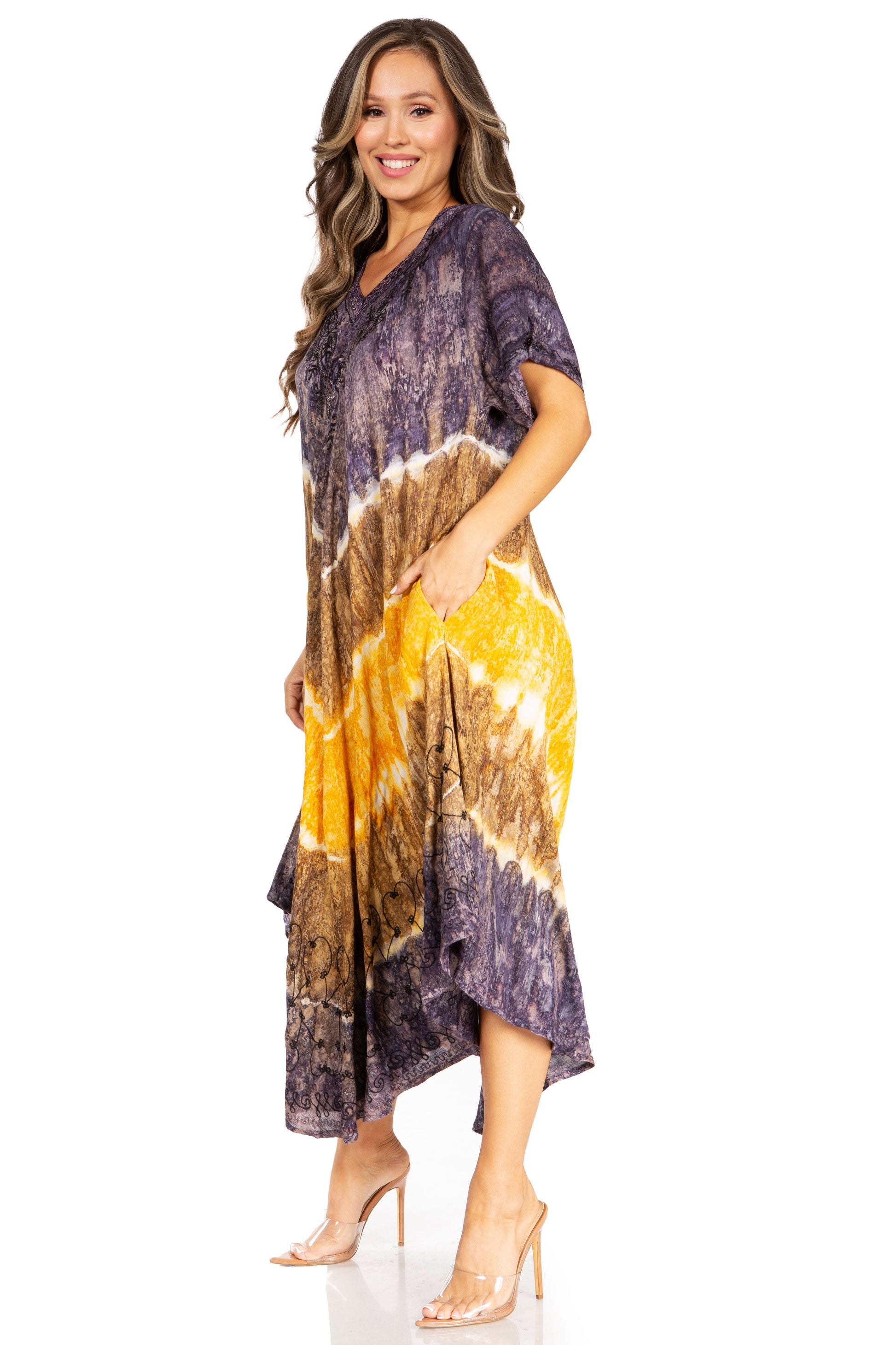Sakkas Viveka Embroidered Caftan Dress - Concordia Style Boutique