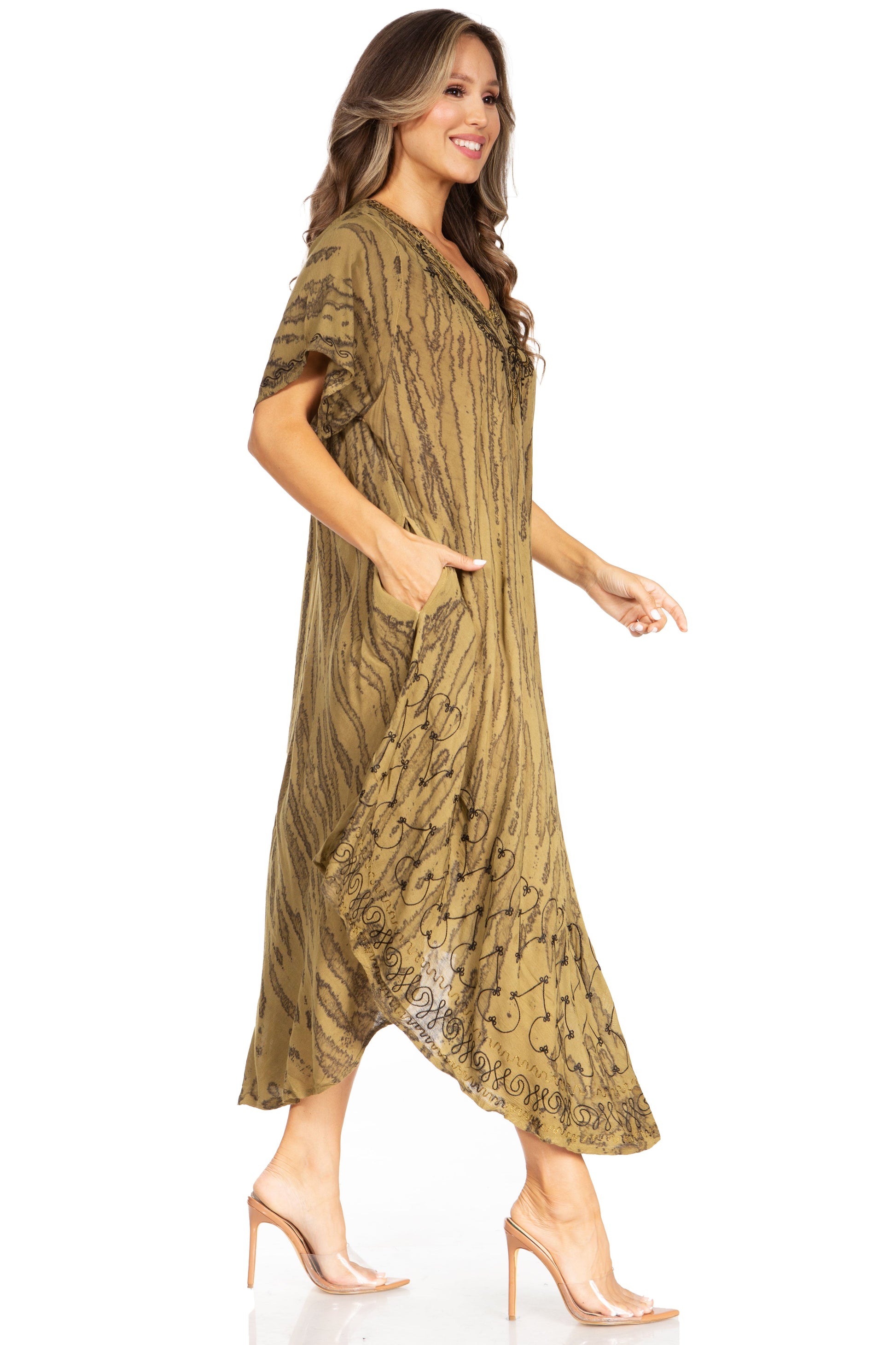 Sakkas Viveka Embroidered Caftan Dress - Concordia Style Boutique