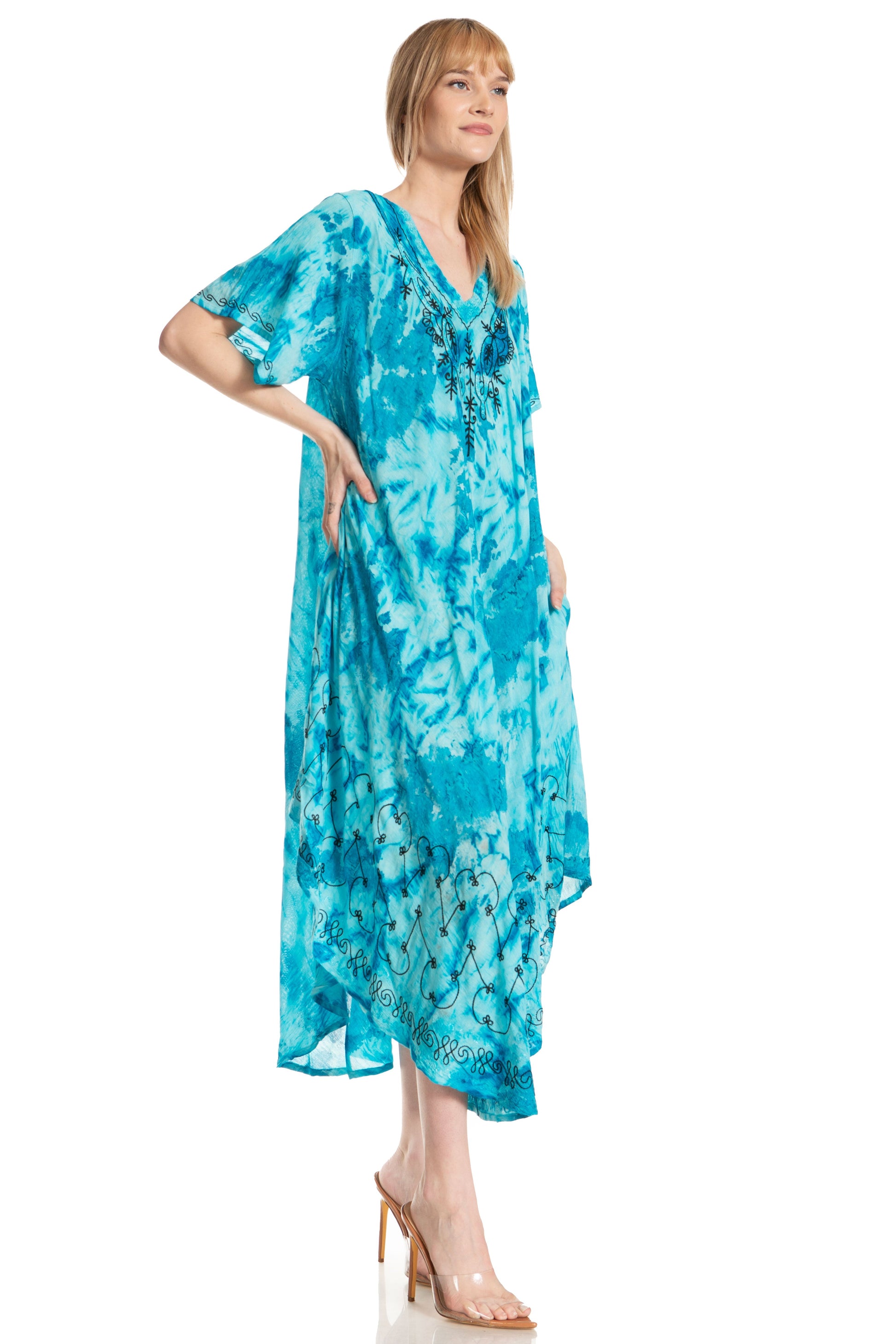 Sakkas Viveka Embroidered Caftan Dress - Concordia Style Boutique