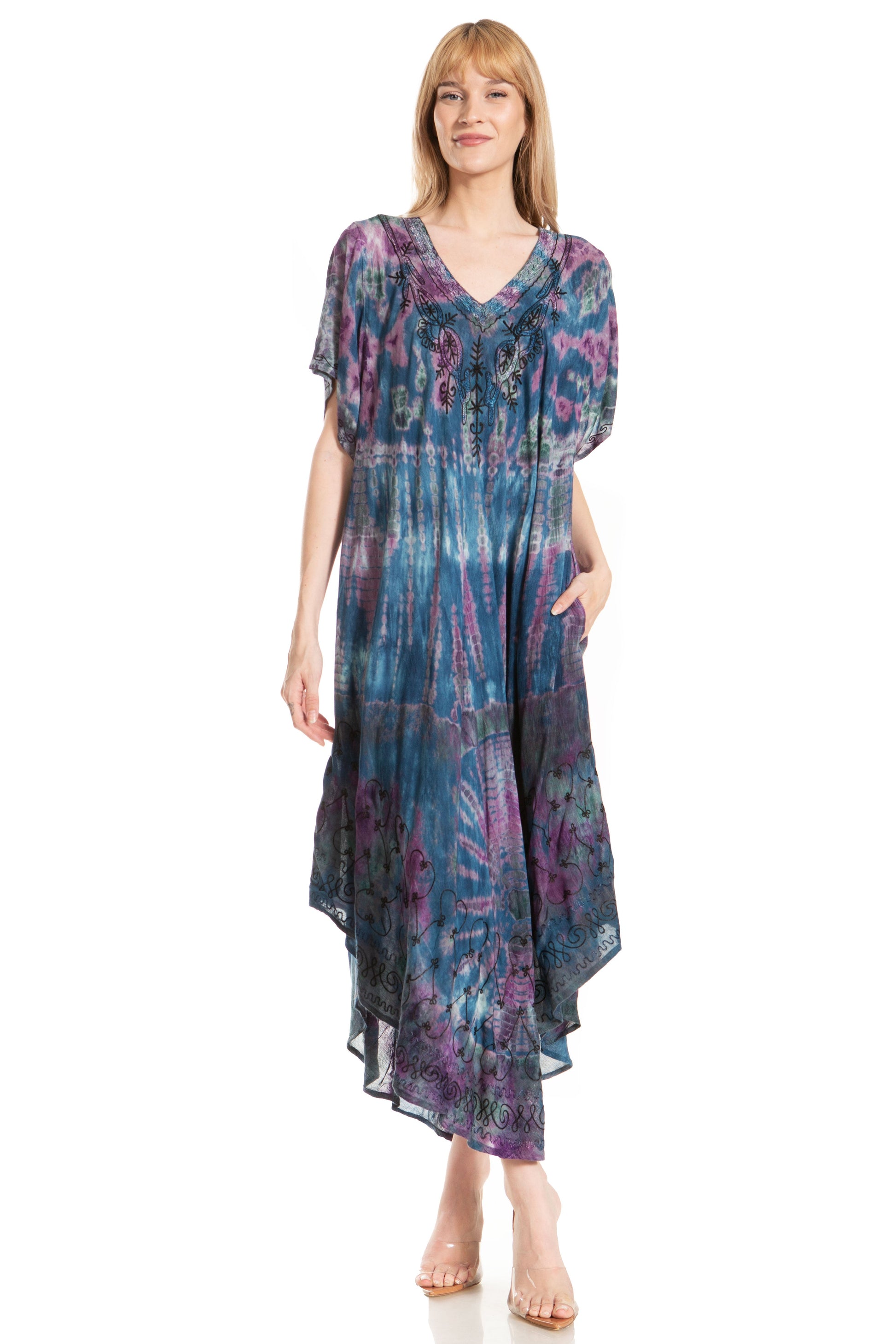 Sakkas Viveka Embroidered Caftan Dress - Concordia Style Boutique