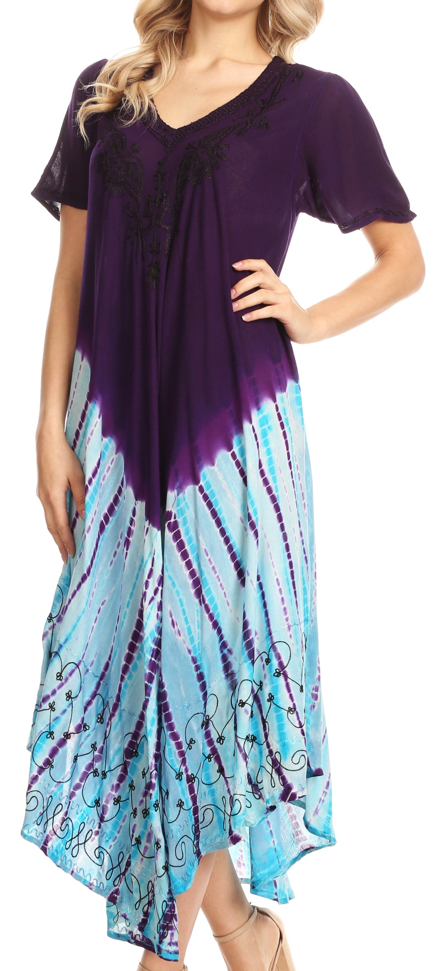 Sakkas Viveka Embroidered Caftan Dress - Concordia Style Boutique